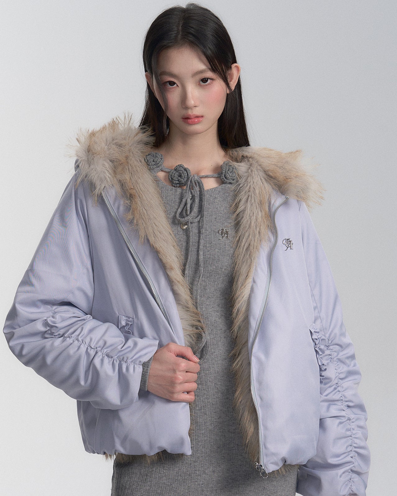 Hooded Thick Plush Reversible Jacket