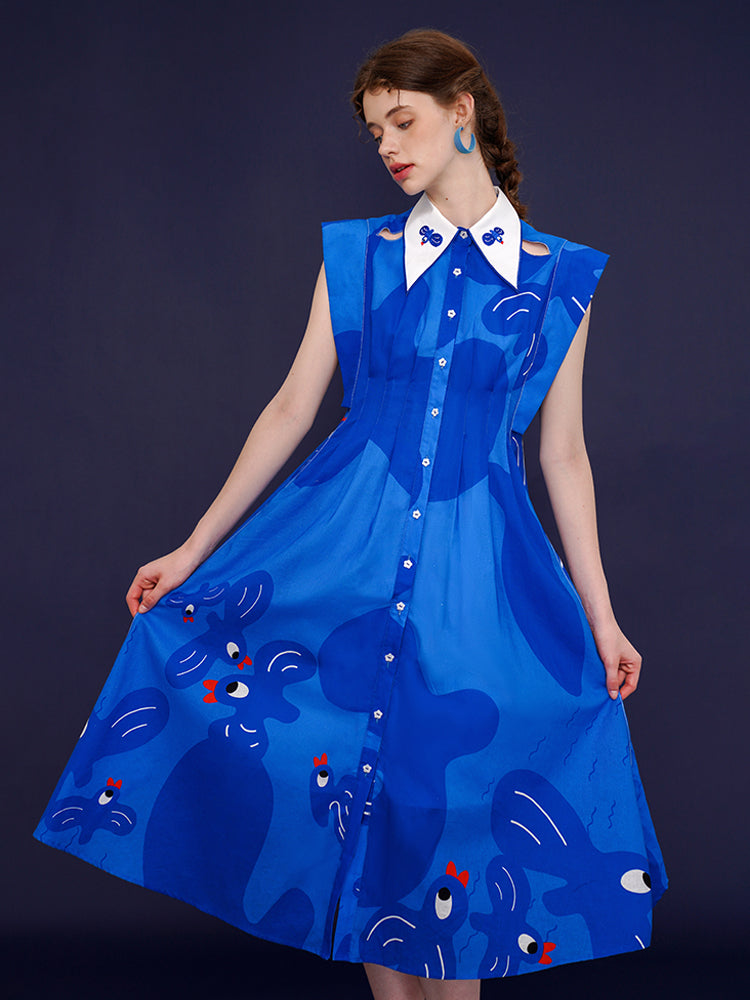 Whimsical Blue Bird Dress - chiclara