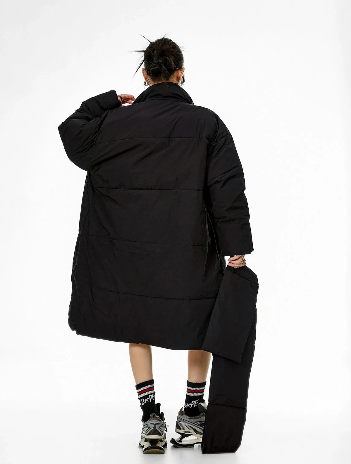 Oversized Puffer Winter Coat with Scarf