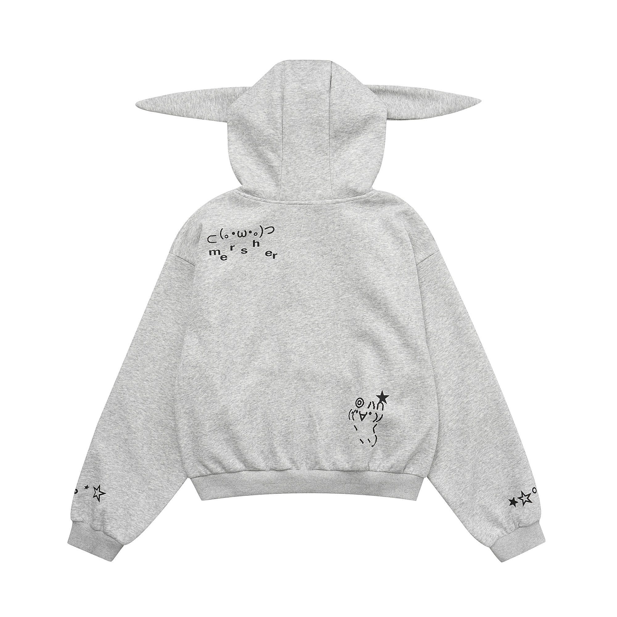 Gray Bunny Ear Zip Hoodie