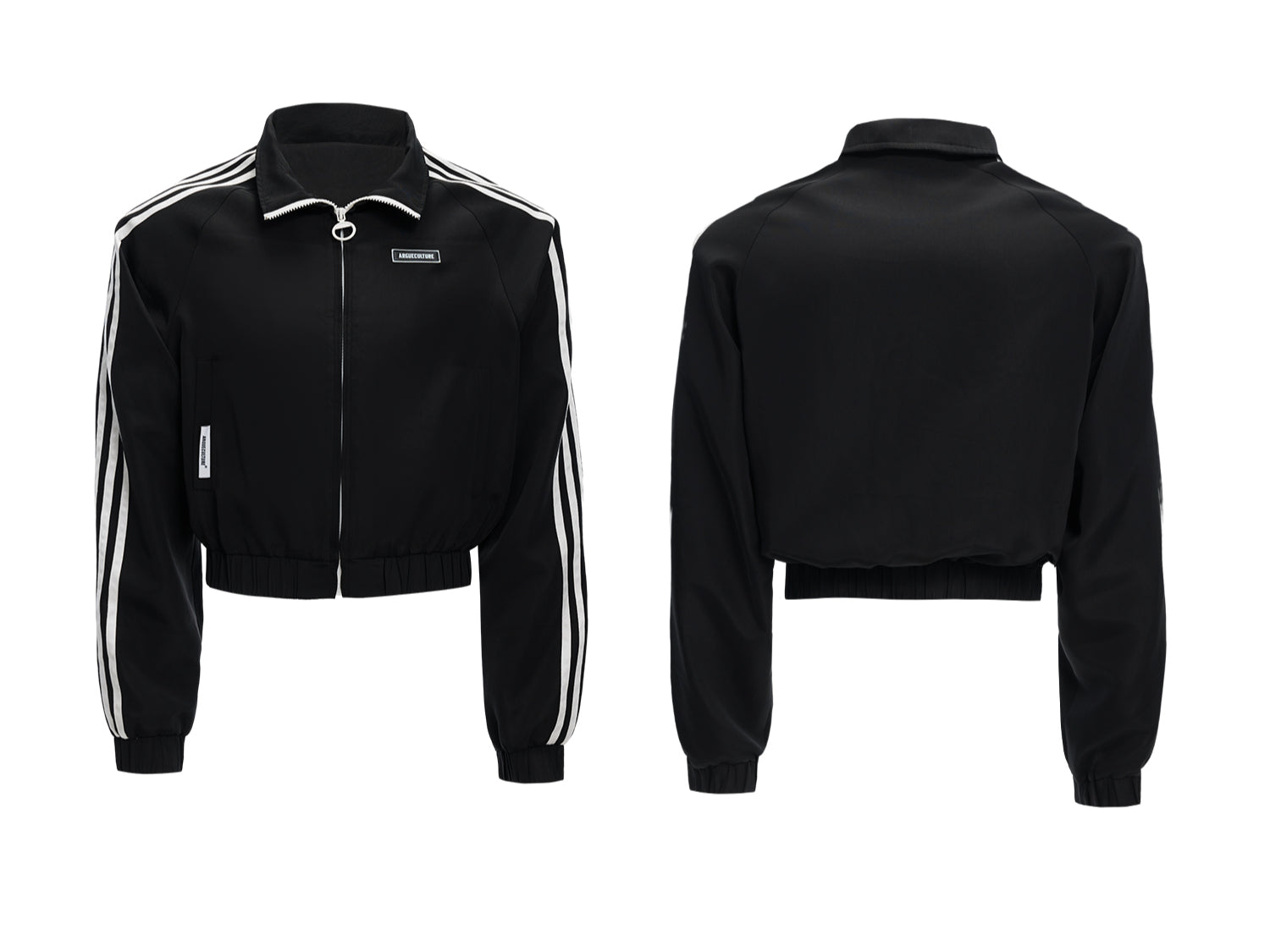 Black Track Jumpsuit with White Stripe Detail