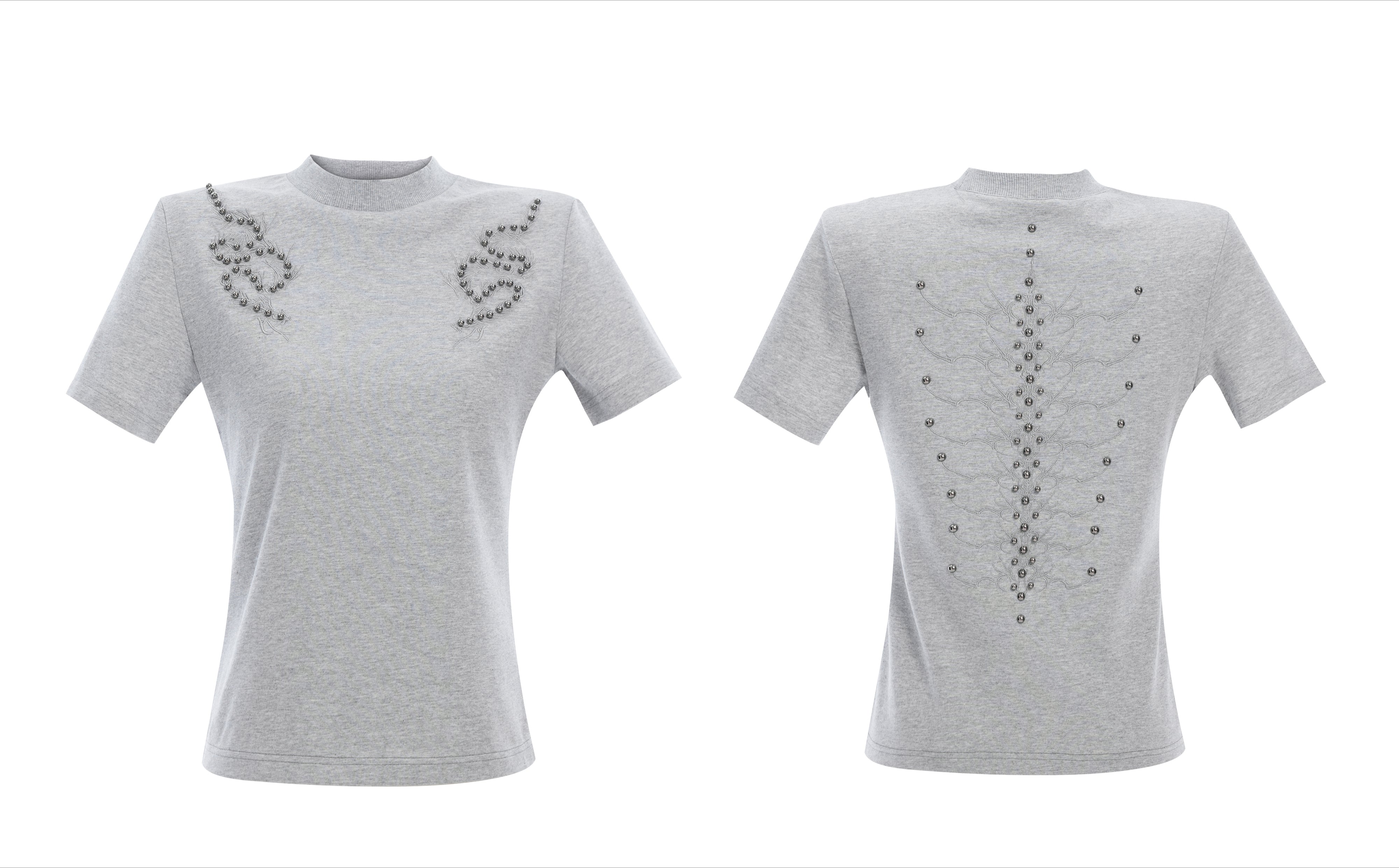 Spine Crystal Grey Fitted Tee