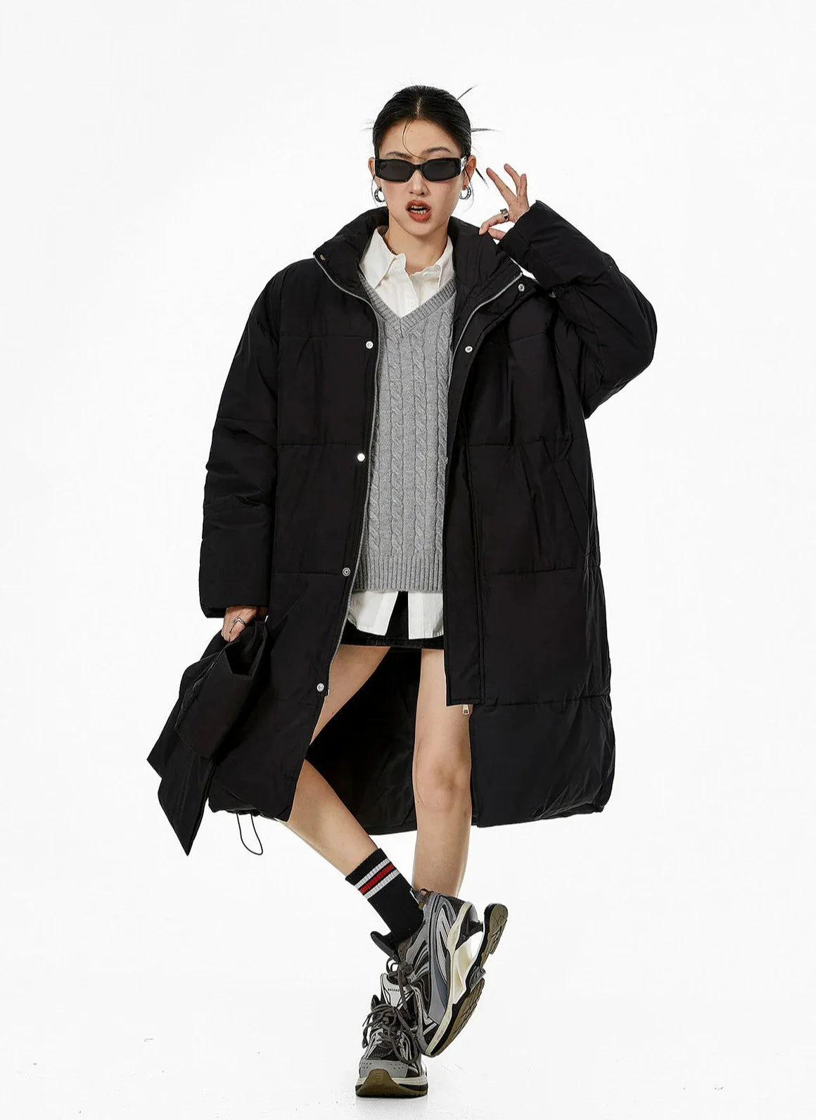 Oversized Puffer Winter Coat with Scarf