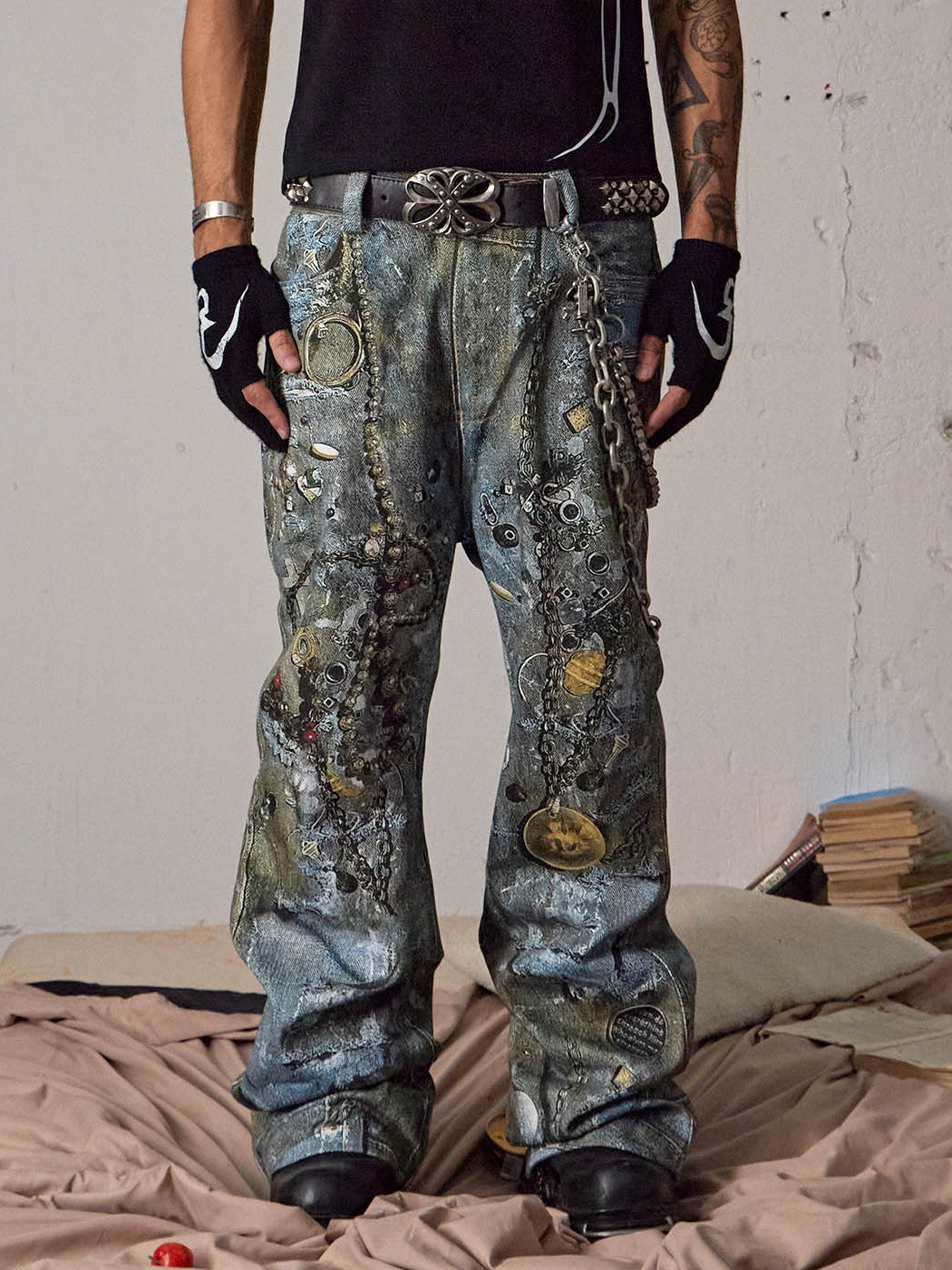 Jeans à chaîne punk