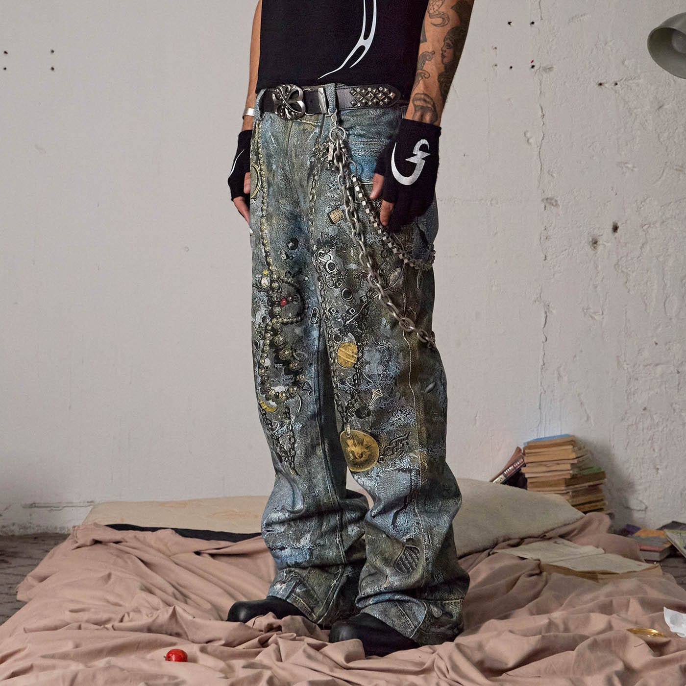 Jeans à chaîne punk