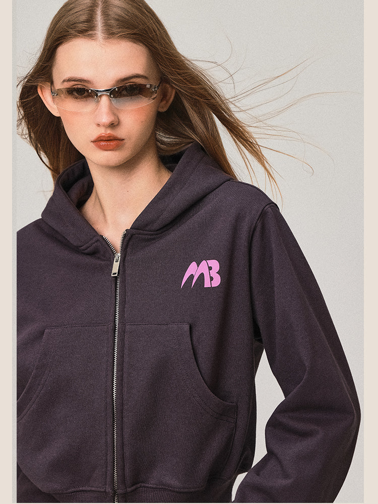 Cardigan à capuche rétro double zip