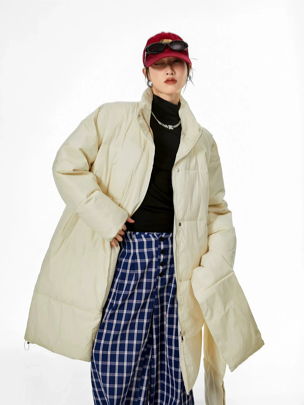 Oversized Puffer Winter Coat with Scarf