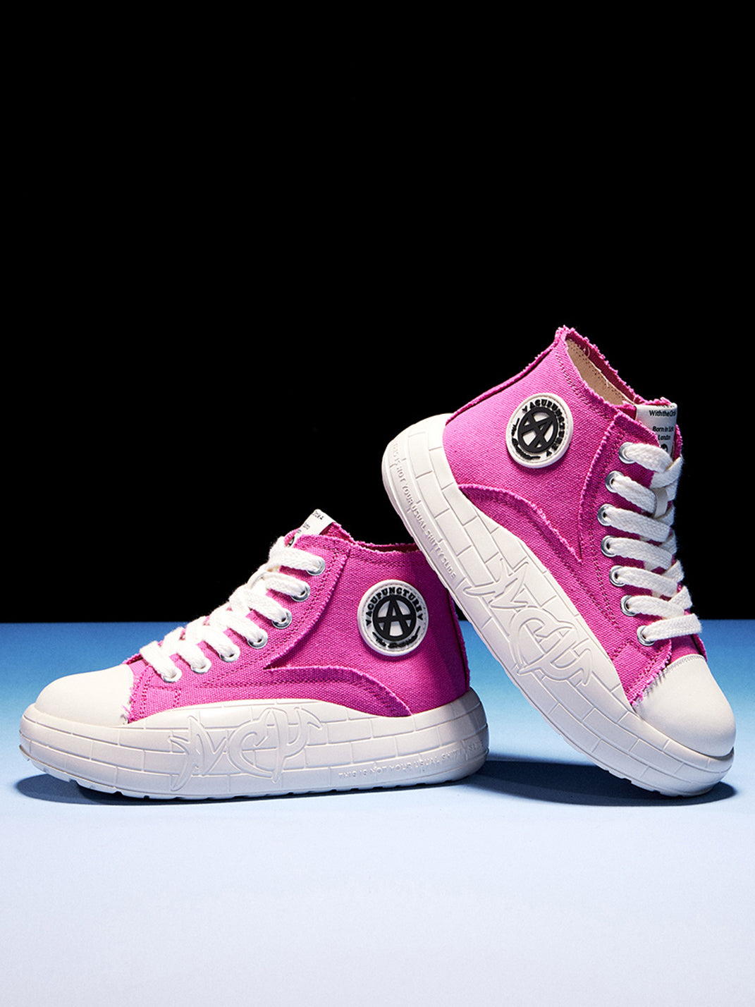 Two-Tone Platform Canvas High-Top Sneakers - View 19