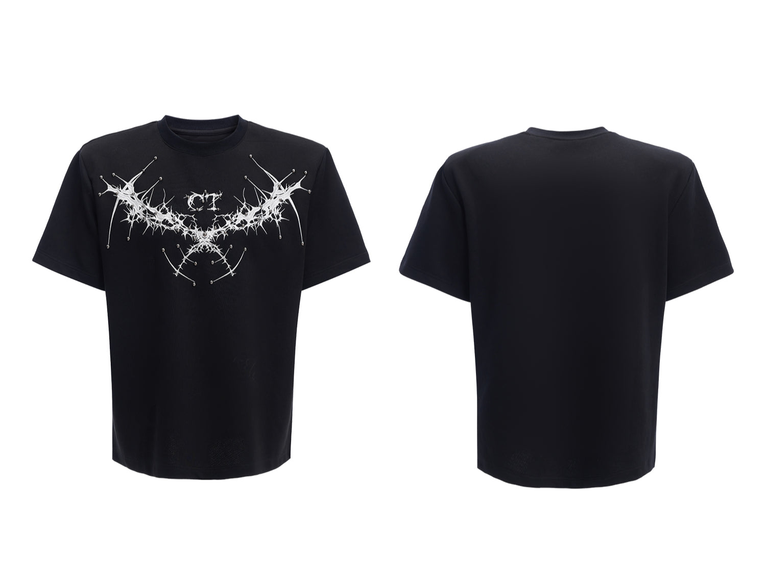 Gothic Wing Print White T-Shirt