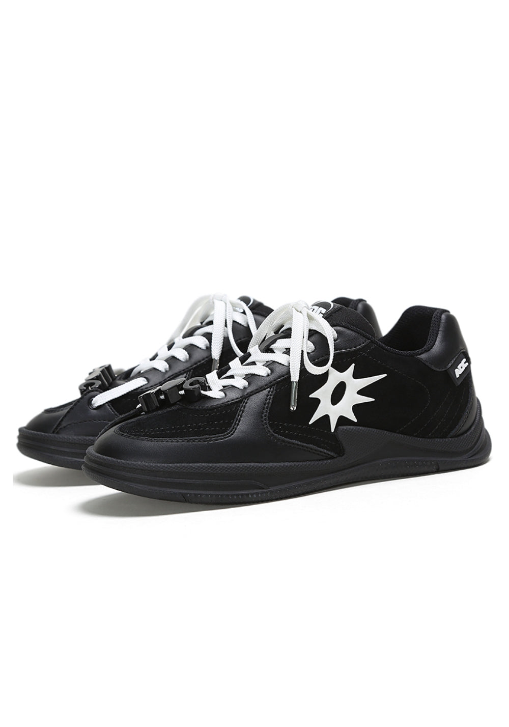 Solar-Applique Leather Court Sneakers - View 5