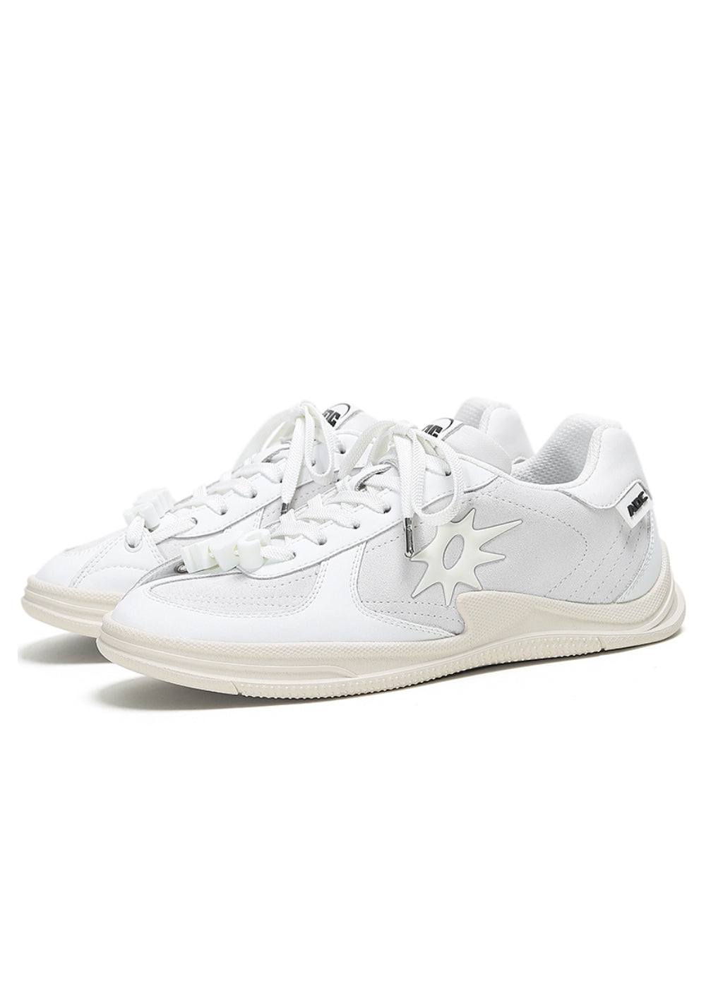 Solar-Applique Leather Court Sneakers - View 11