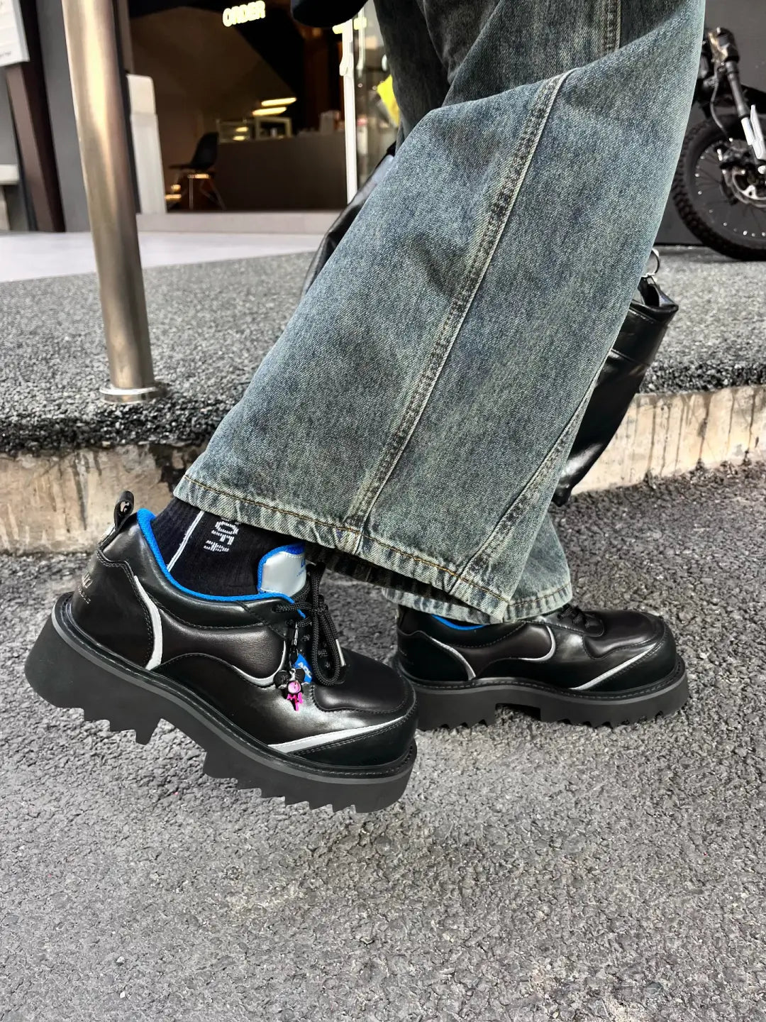 Metallic Stardust Lug-Sole Derby Shoes - View 3