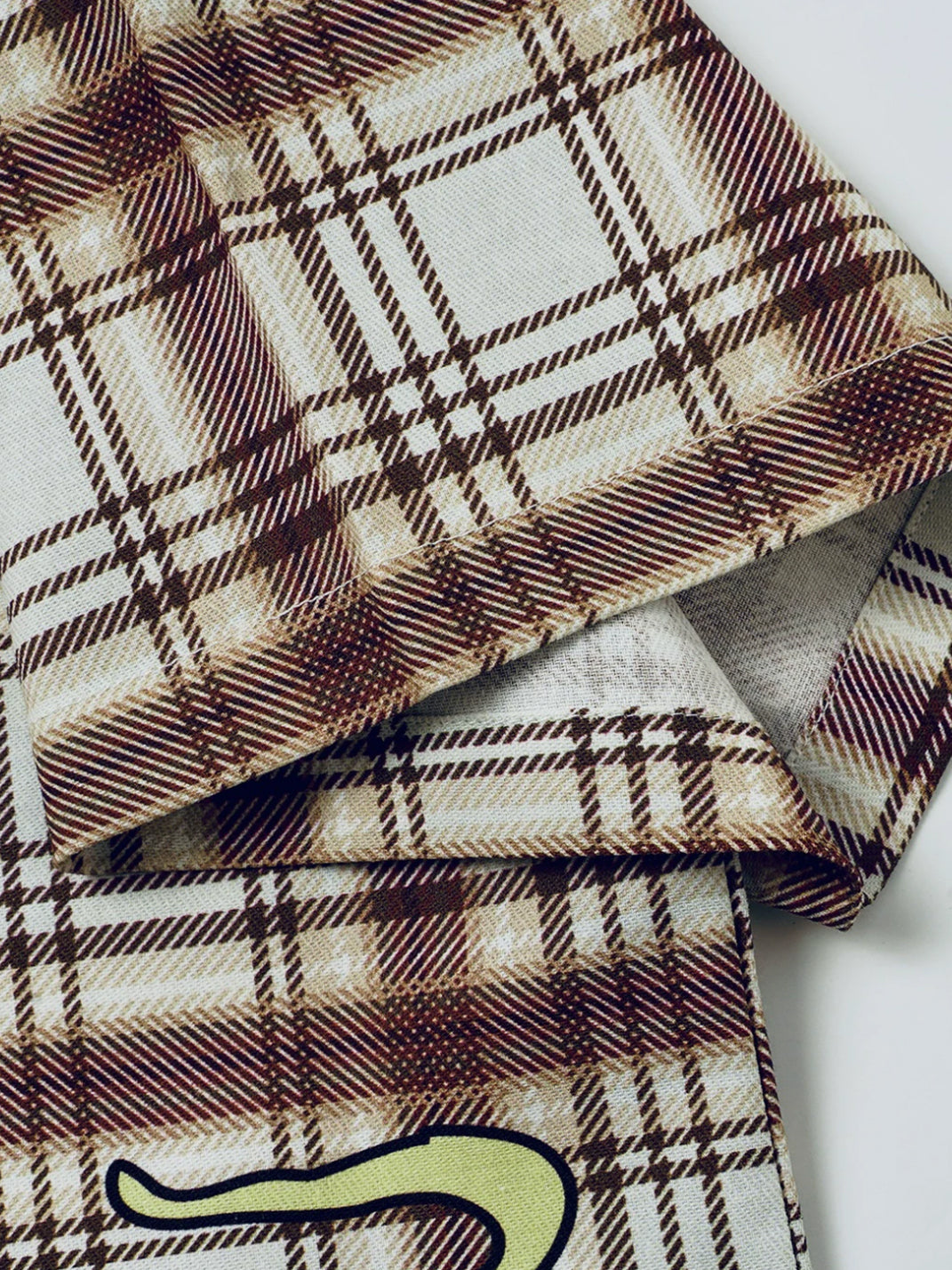 Anime Collage Brown Plaid Button-Up Shirt — product view 6