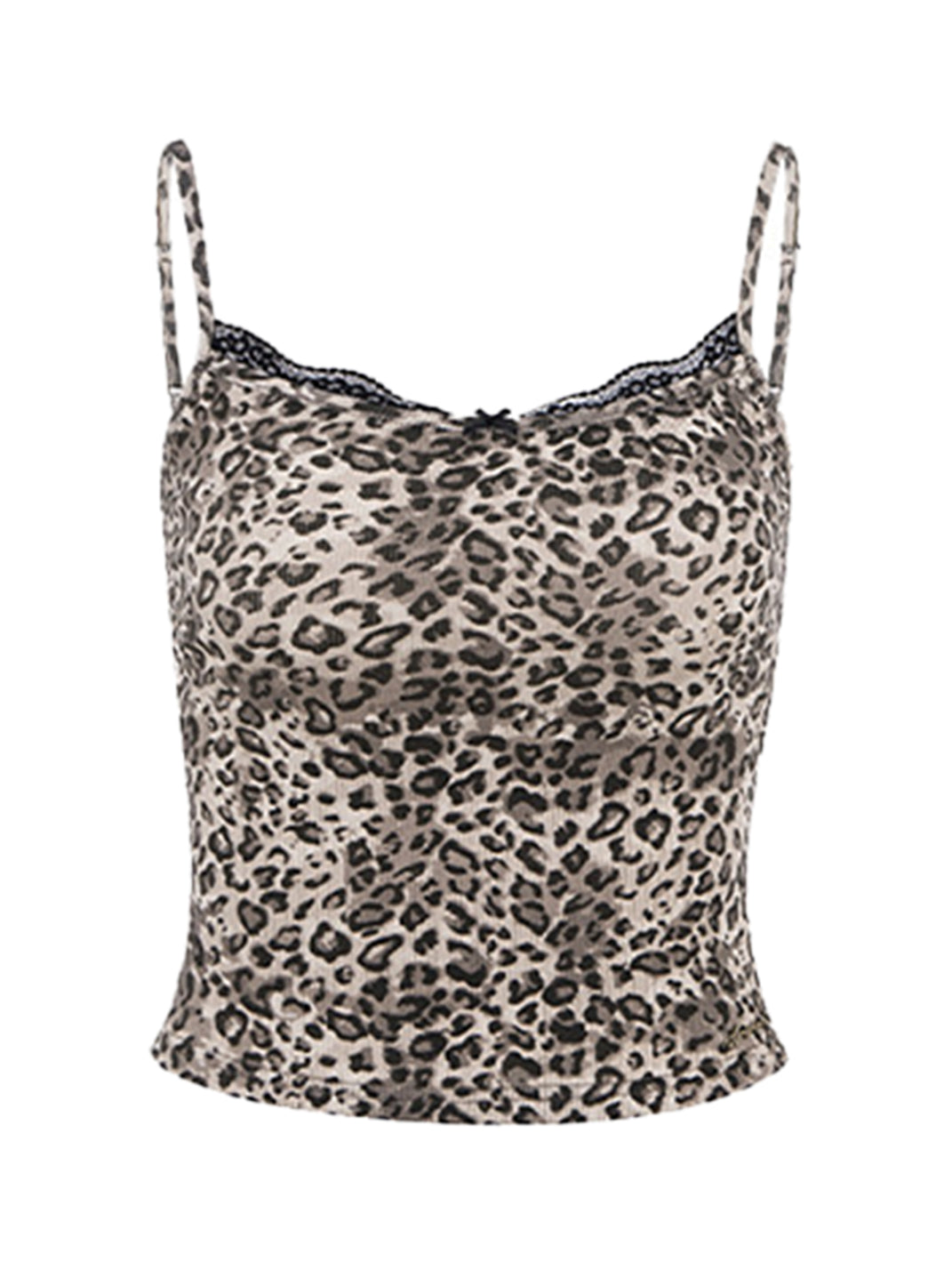Leopard-Lace Cropped Cami Tank Top - View 12