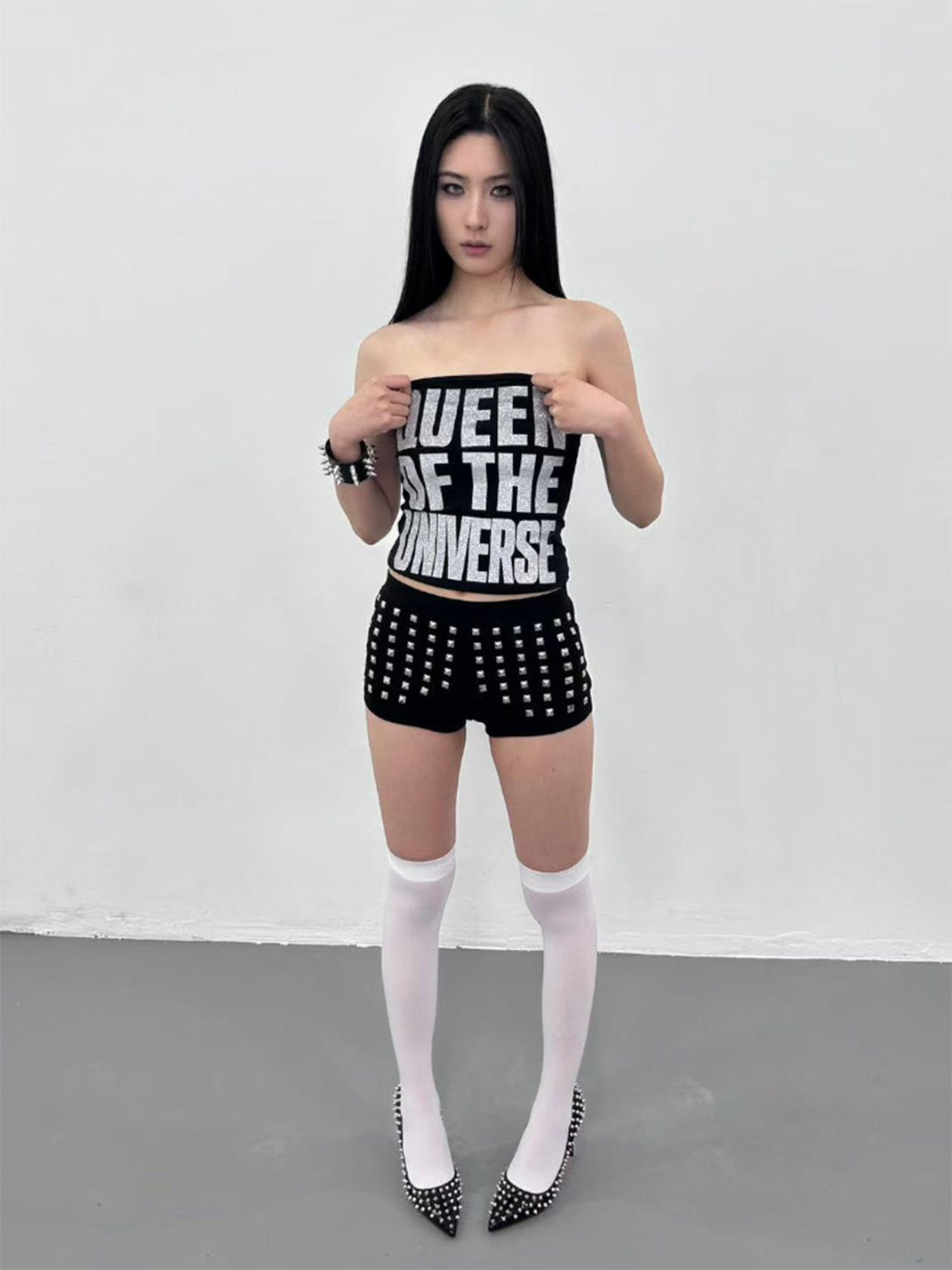 Cross-Studded Printed Micro Shorts - View 5