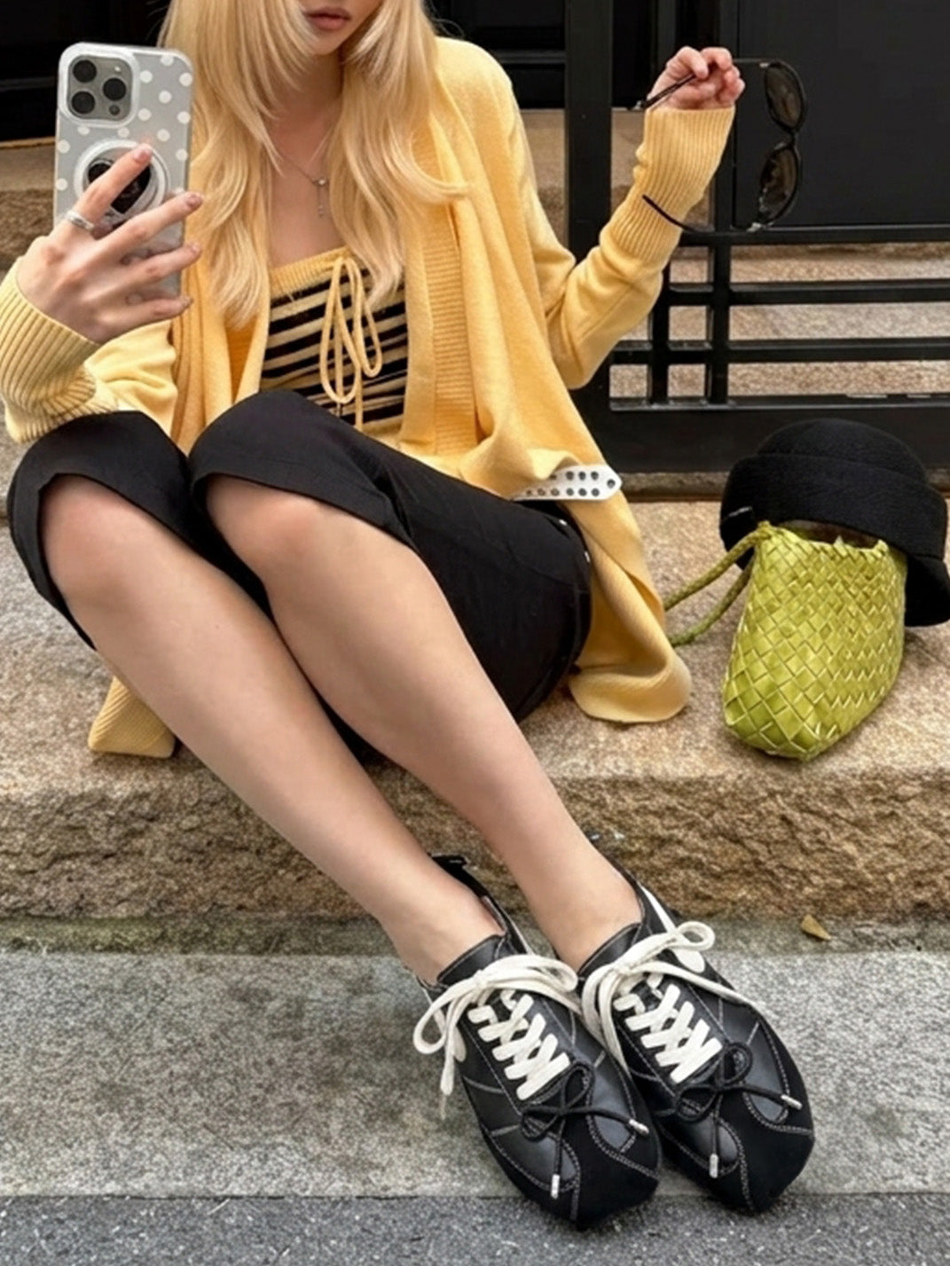 Square-Toe Leather Sport Ballet Flats - View 2