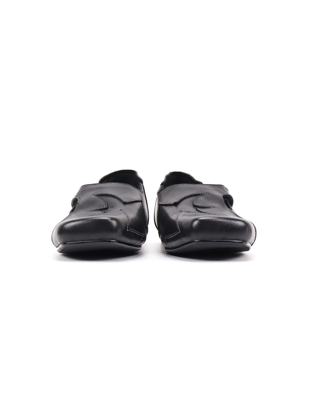 Star-Panel Square-Toe Leather Ballet Flats - View 5