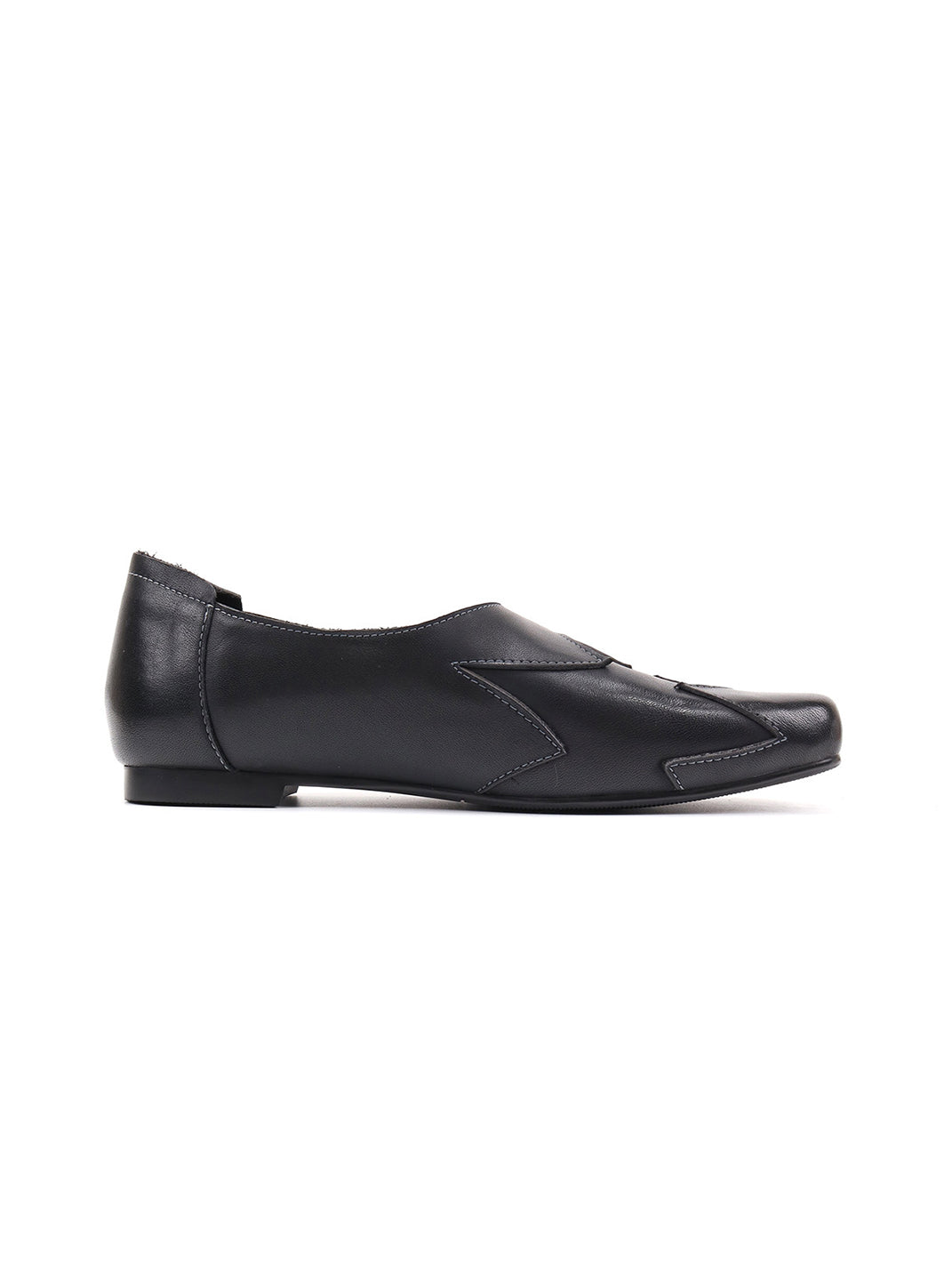 Star-Panel Square-Toe Leather Ballet Flats - View 17