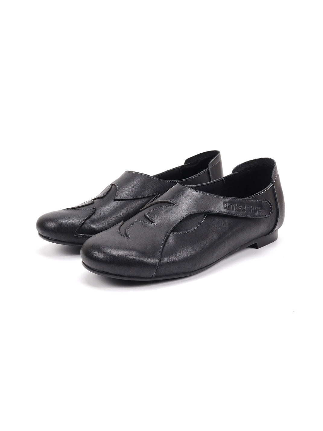 Star-Panel Square-Toe Leather Ballet Flats - View 18