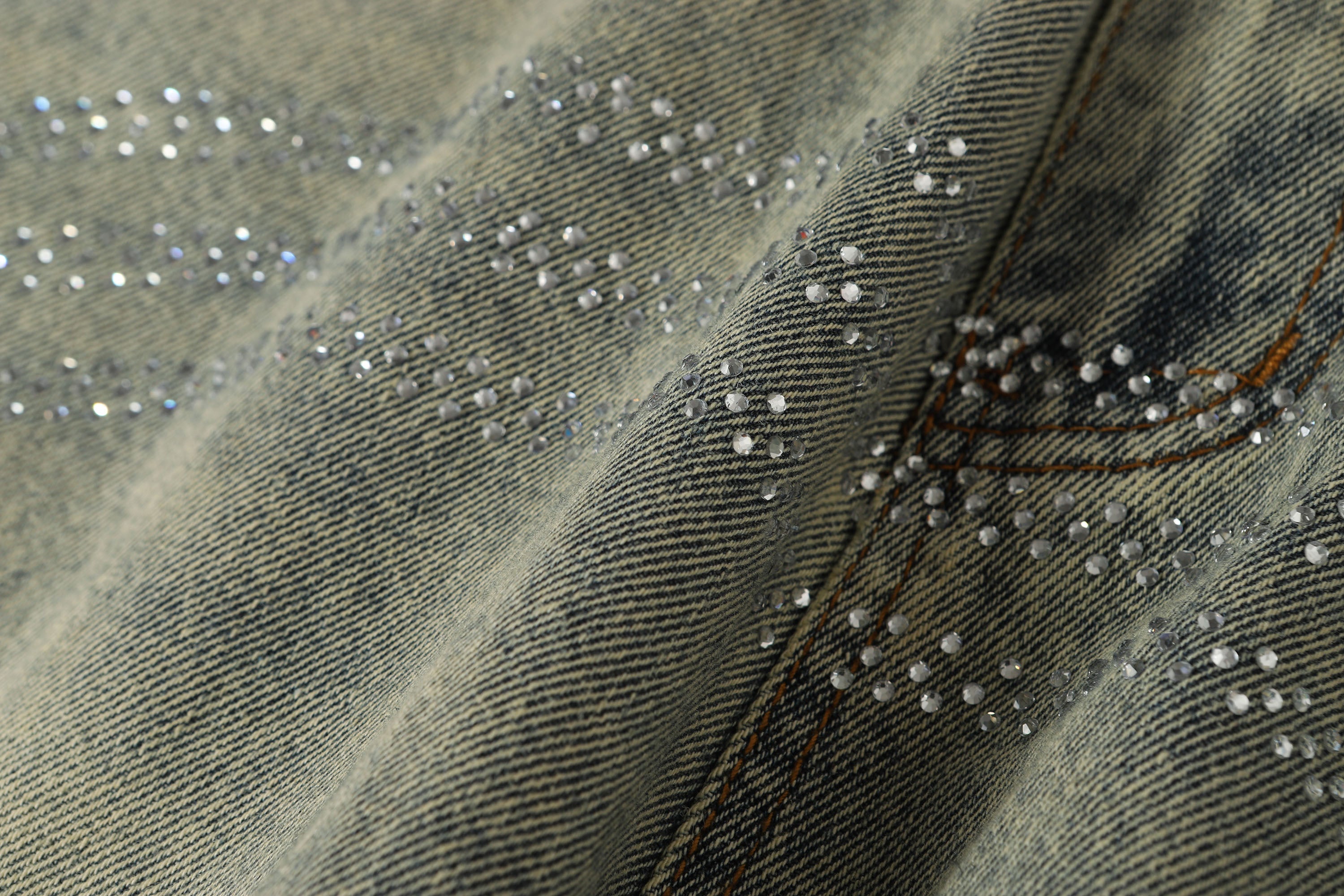 Rhinestone Trim Vintage Jeans