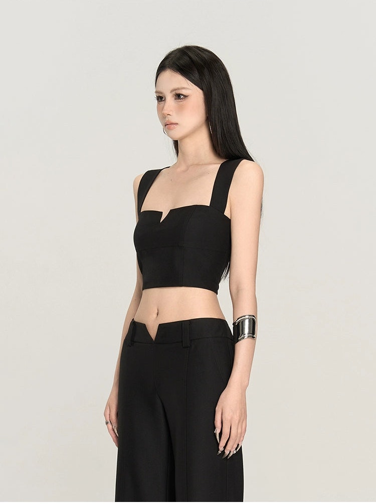 Black Square Neck Crop Top