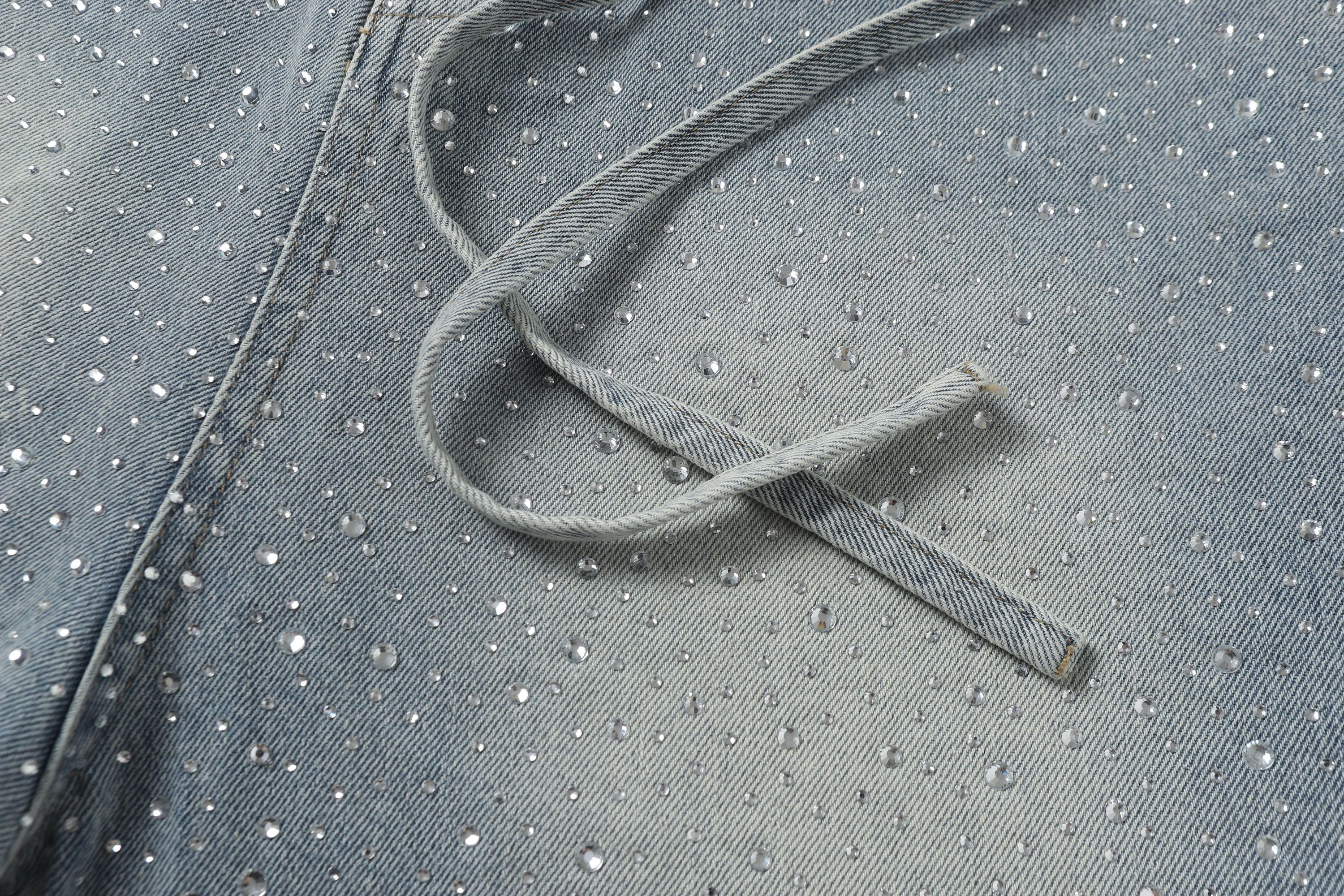 Rhinestone Studded Denim Shorts