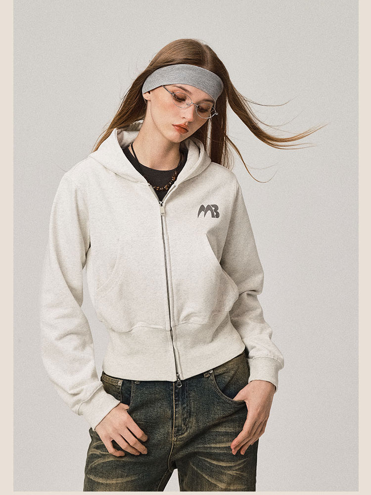 Cardigan à capuche rétro double zip