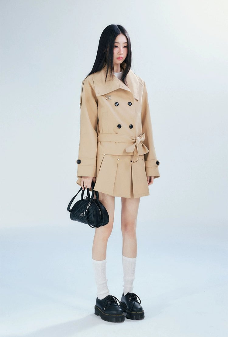 Double-Breasted Belted Trench Coat
