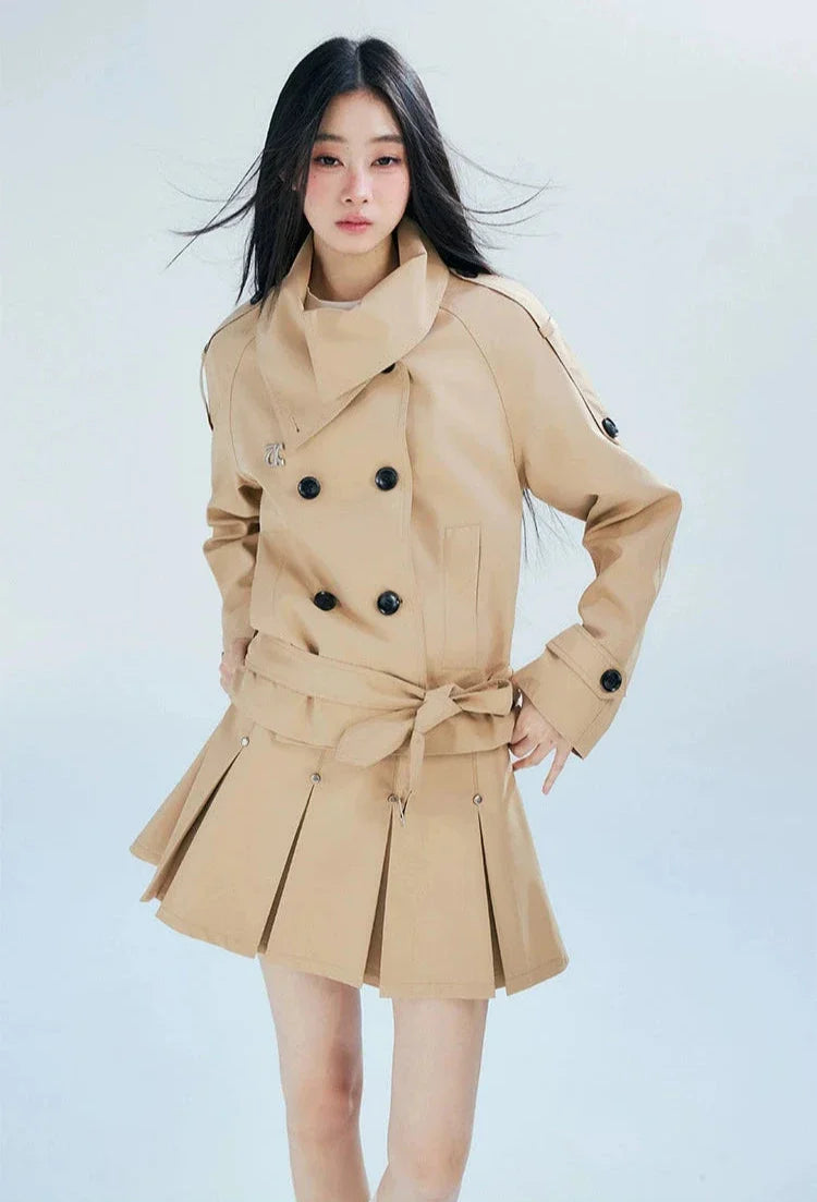 Double-Breasted Belted Trench Coat