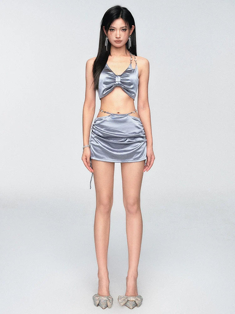 Silver Satin Bow Mini Set
