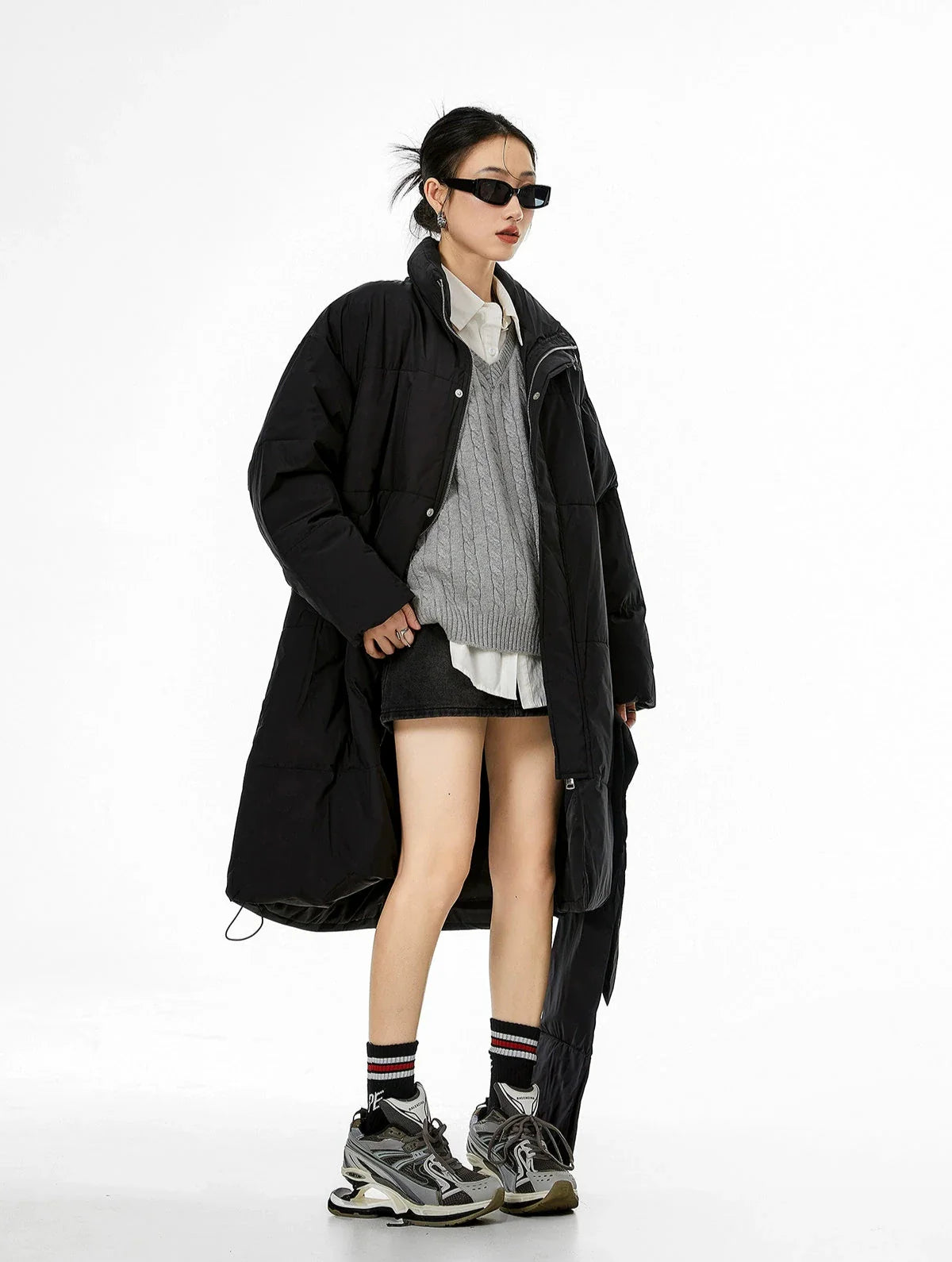 Oversized Puffer Winter Coat with Scarf