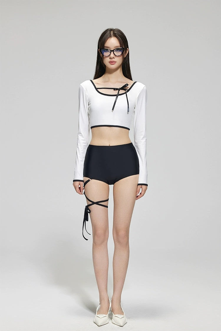 Black and White Strappy Crop Set
