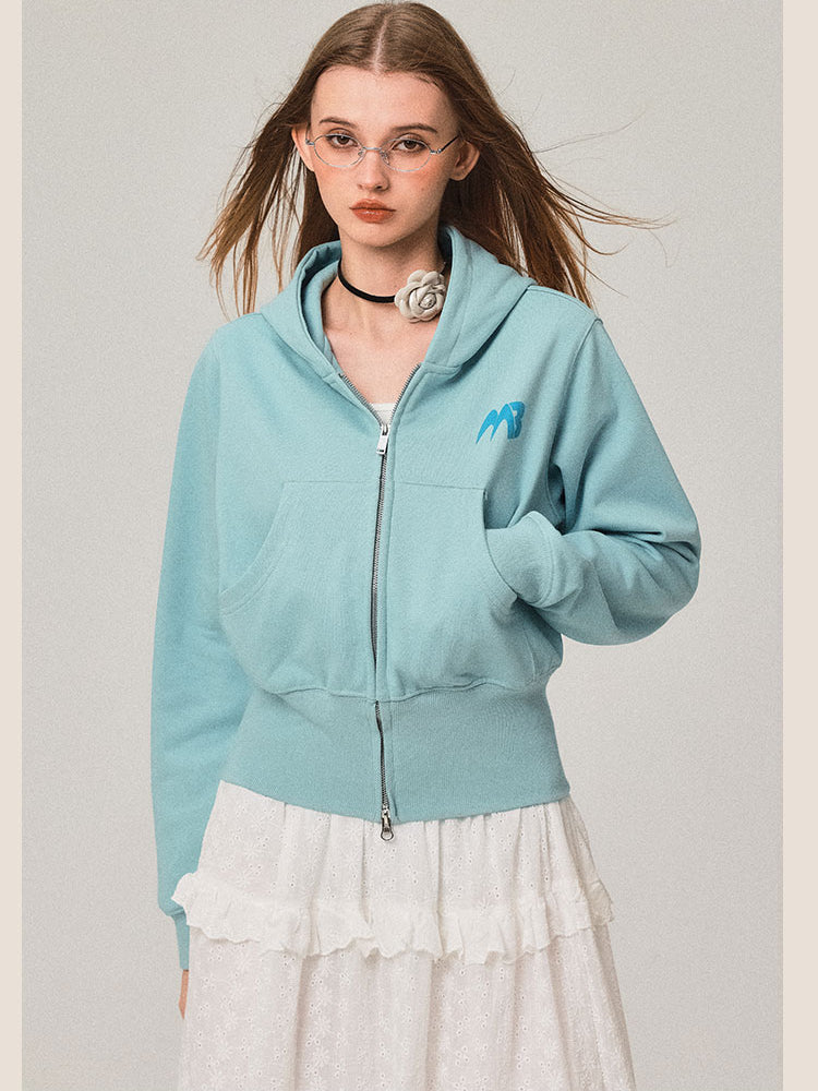 Cardigan à capuche rétro double zip