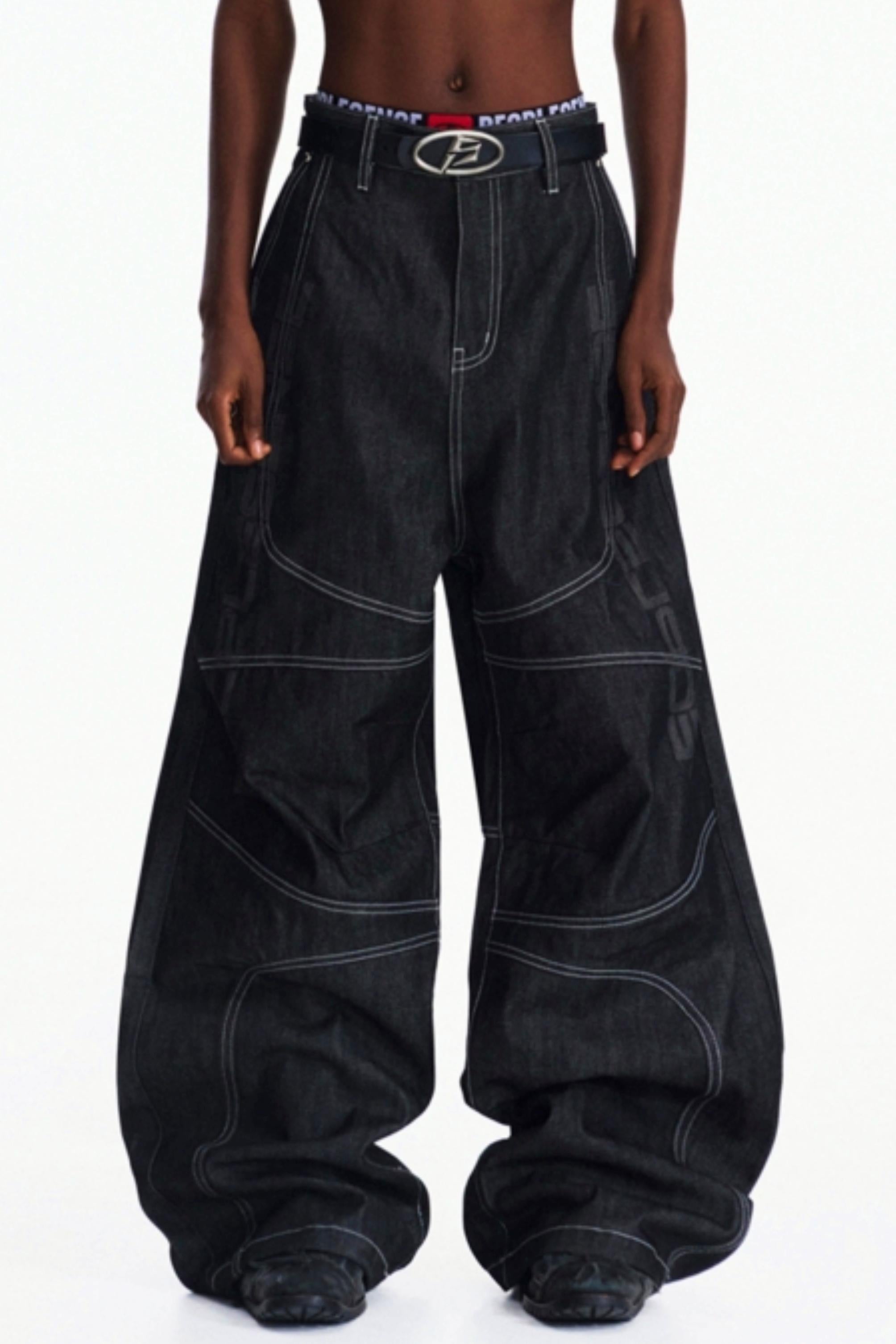 Men's Dark Blue Wide-Leg Pants