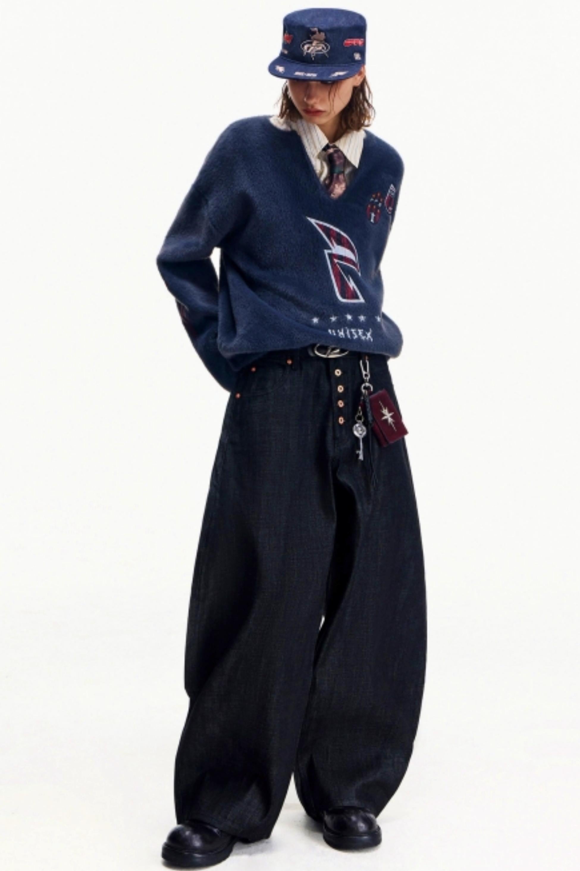 Men's Embroidered Denim Equestrian Hat