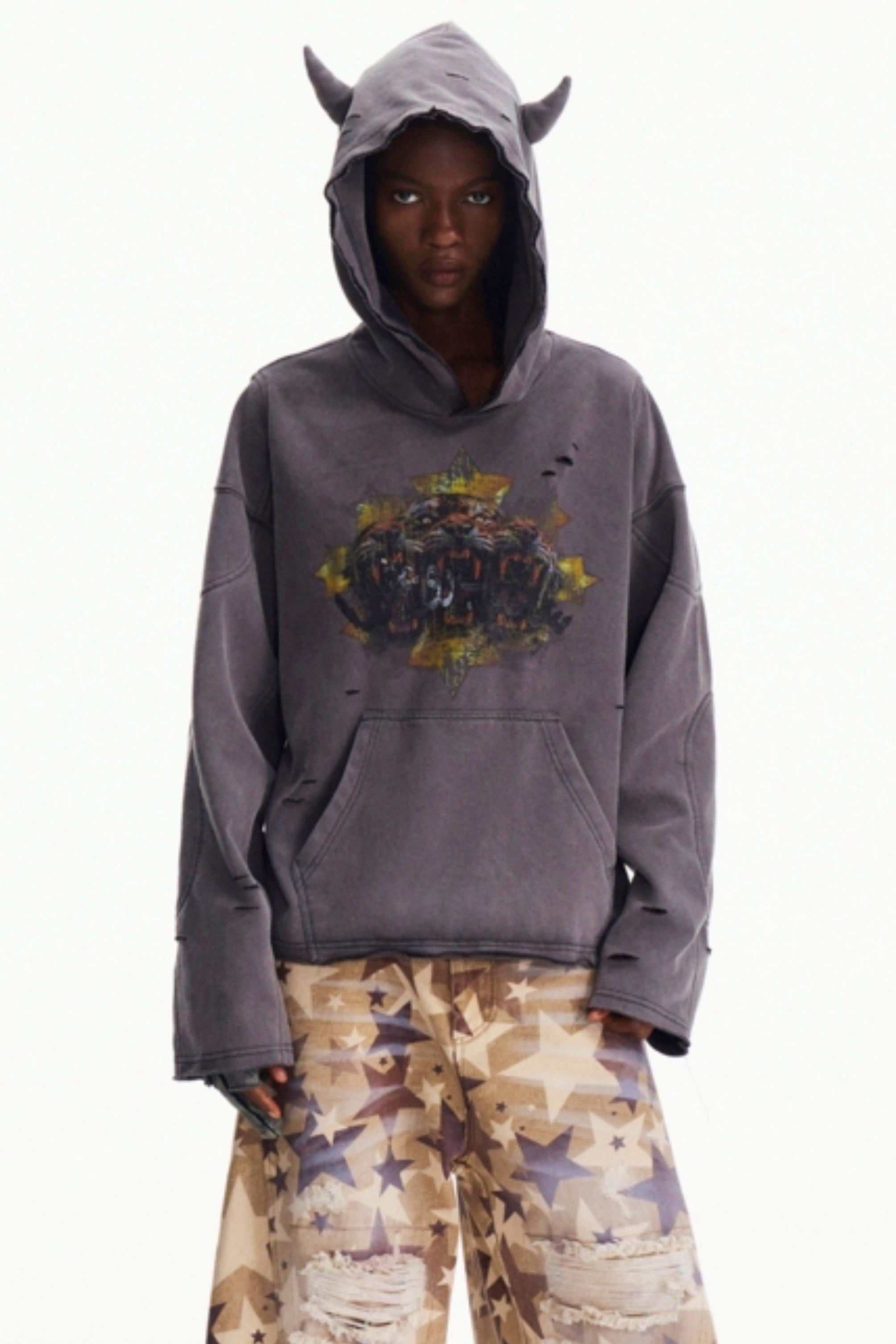 Men's Gray Hooded Sweatshirt