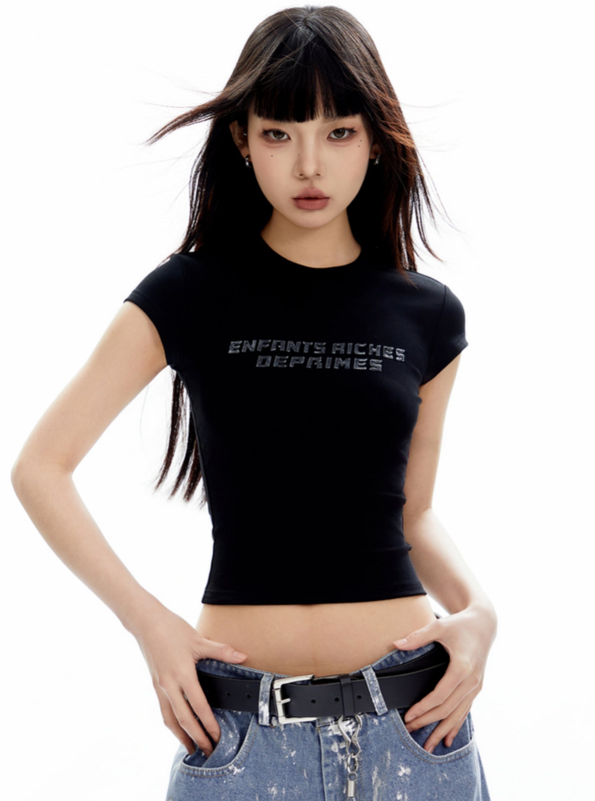 T-shirt de culture du logo bleu pastel