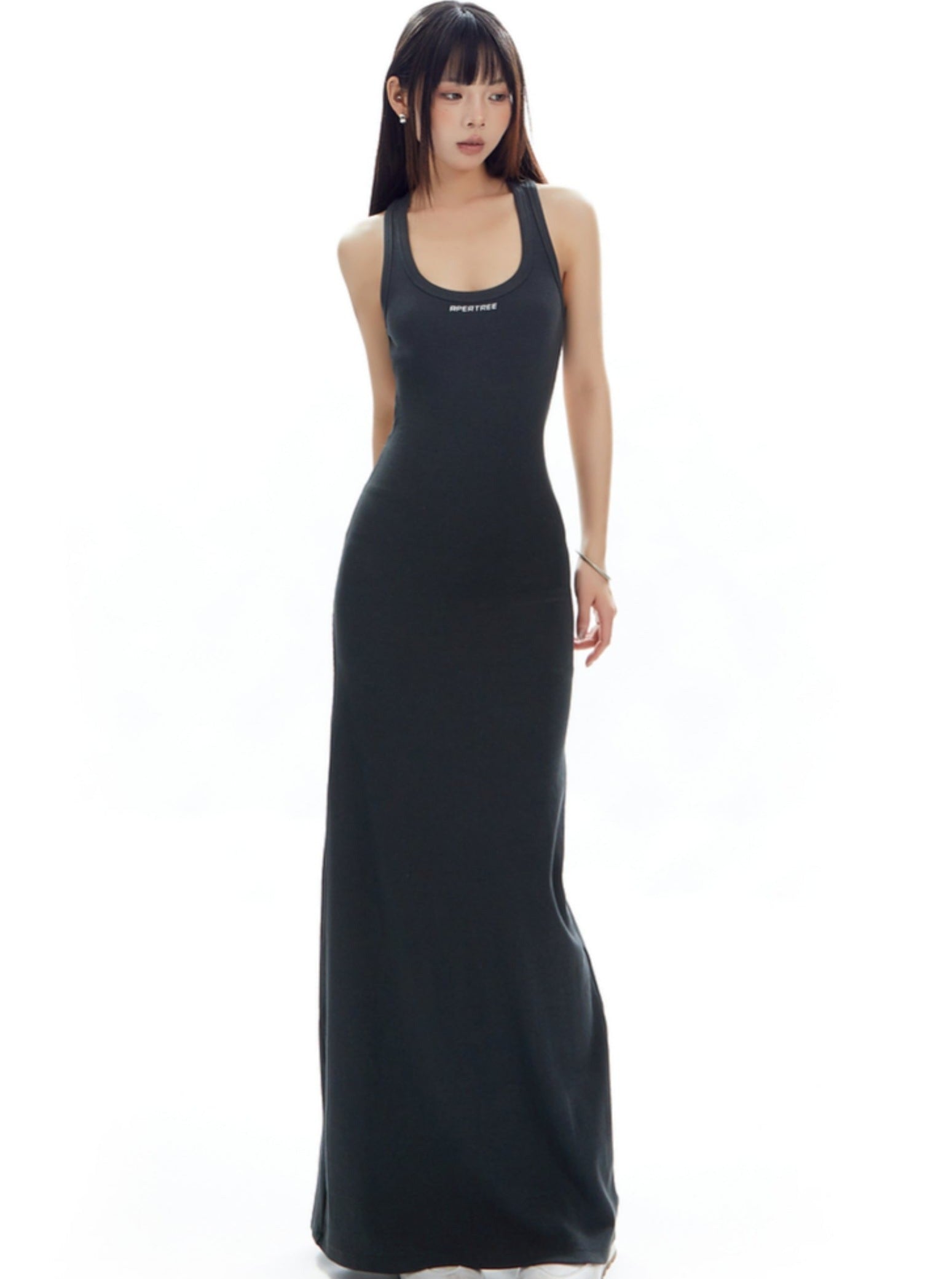 Vestido maxi de gris claro