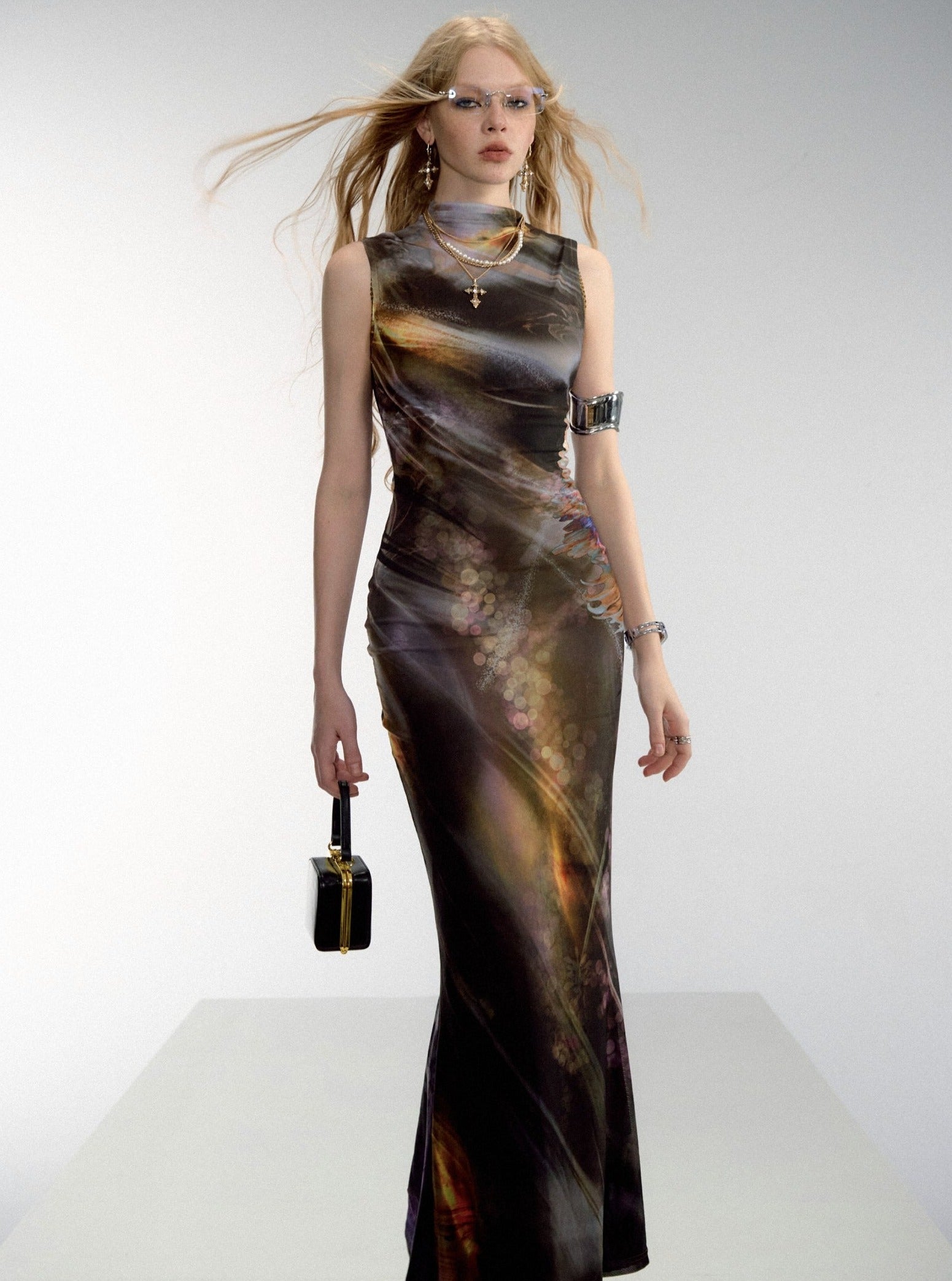 Aurora Borealis ärmellose Maxikleid