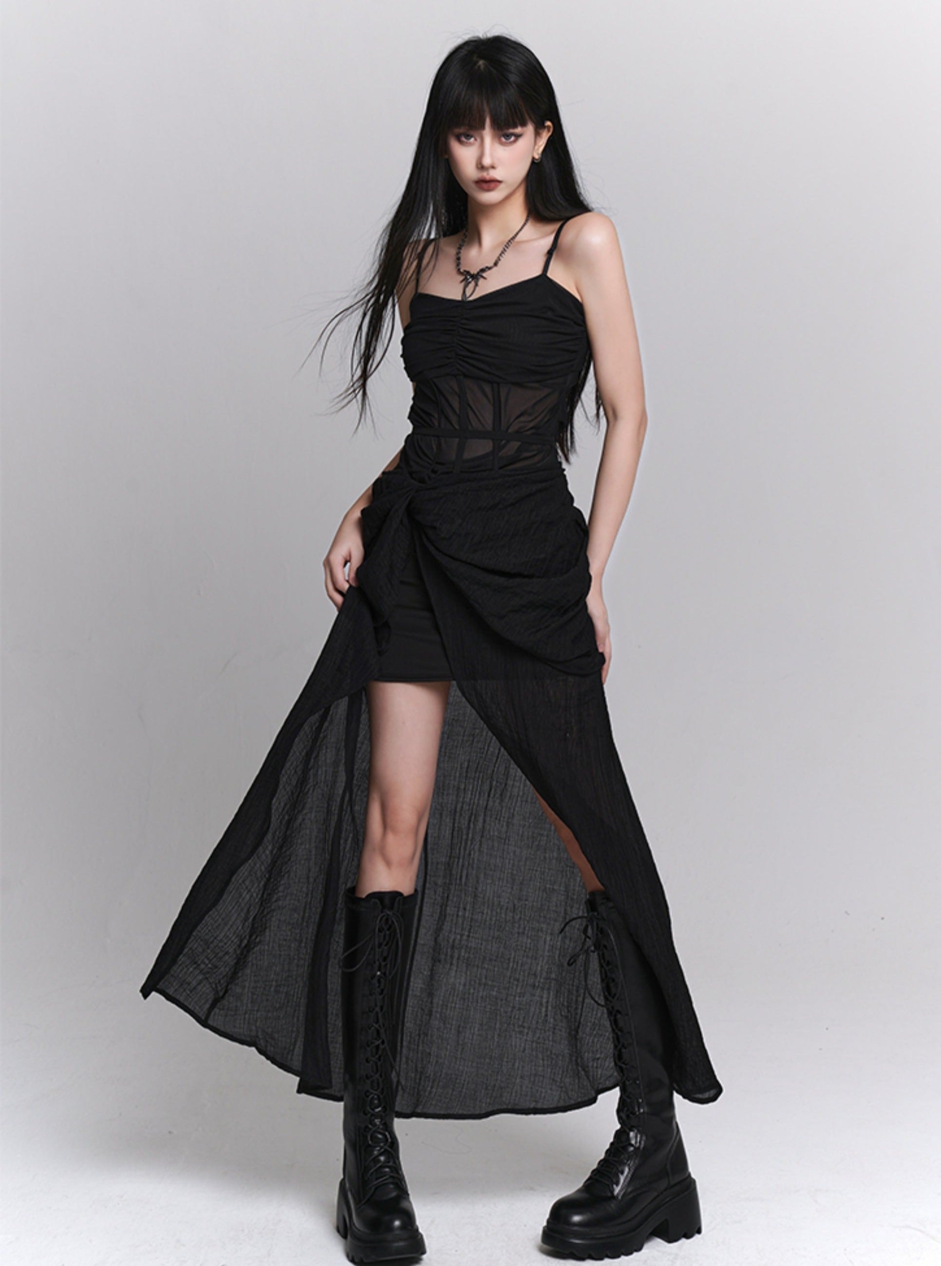 Elegant Black Slip Dress - chiclara