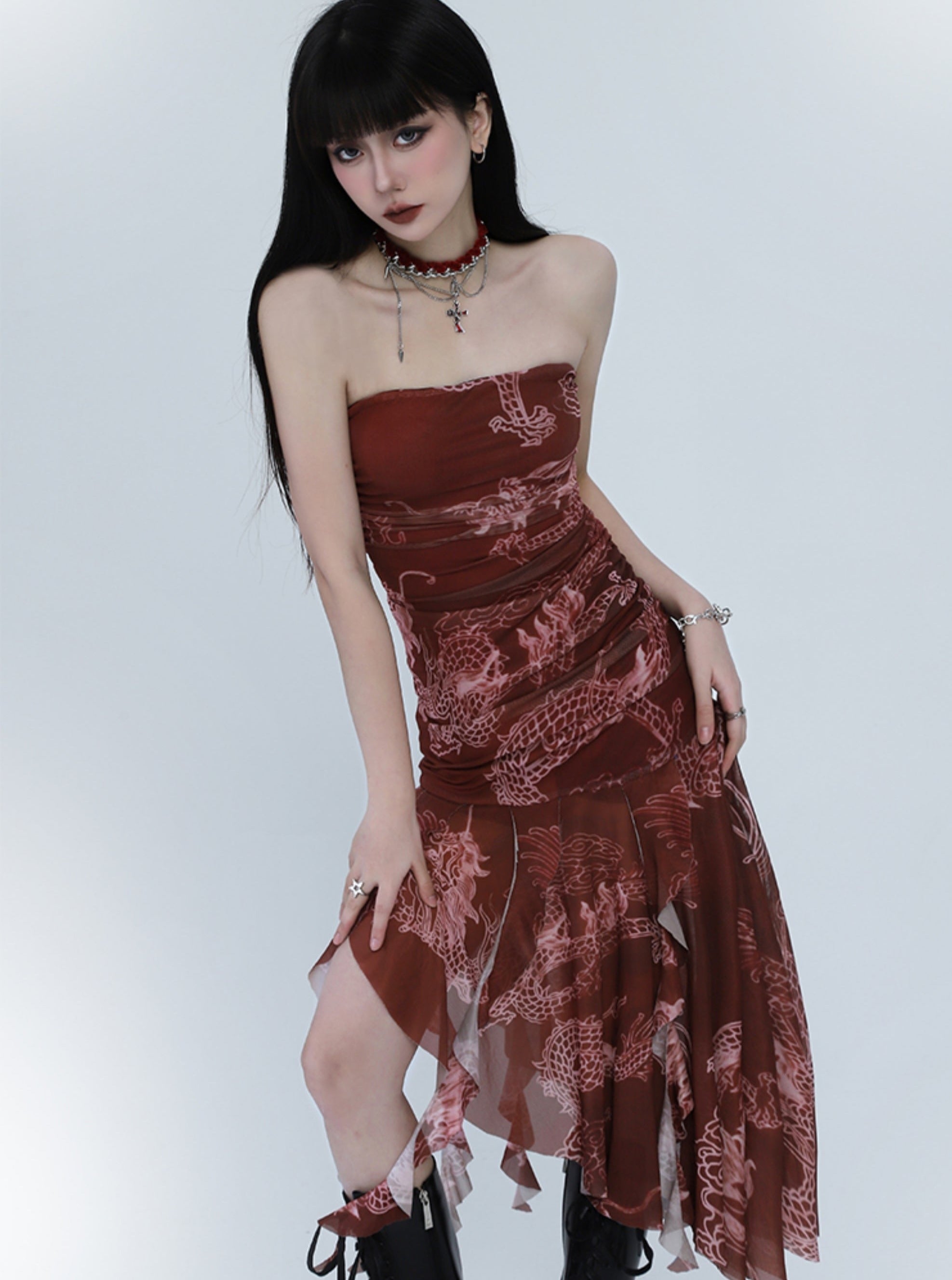 Irregular Red Adult Sundress - chiclara