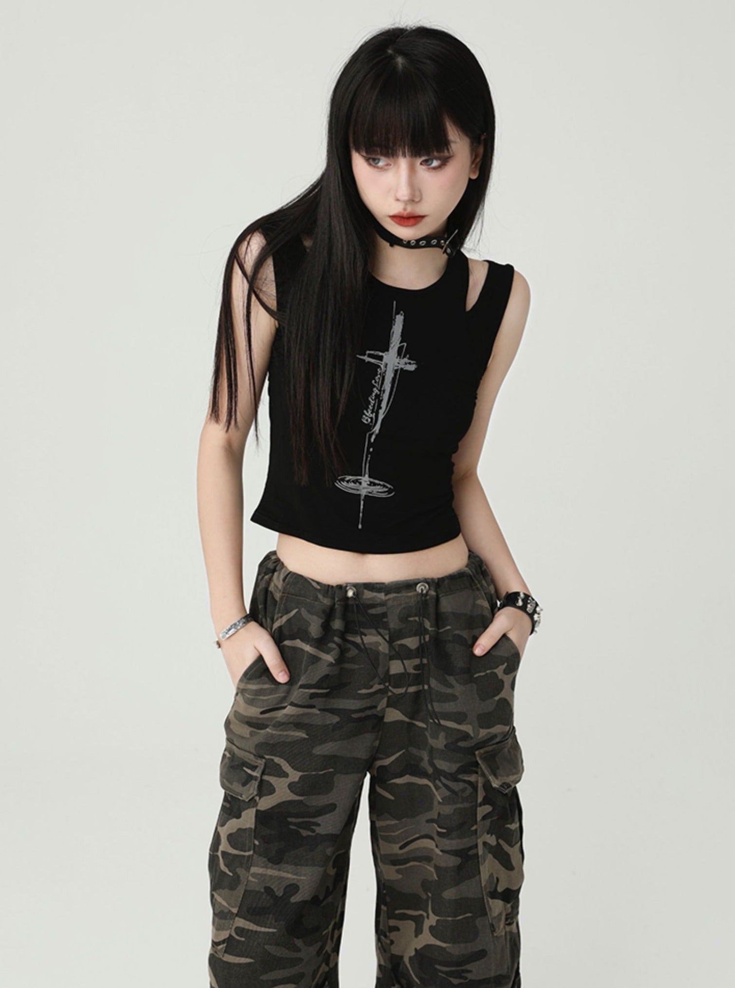 American Sweet And Spicy Suspender Vest Top - chiclara