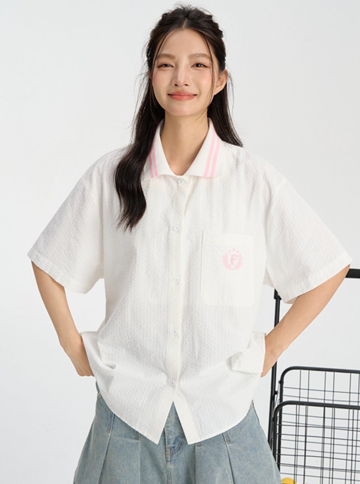Striped Retro College Shirt - chiclara