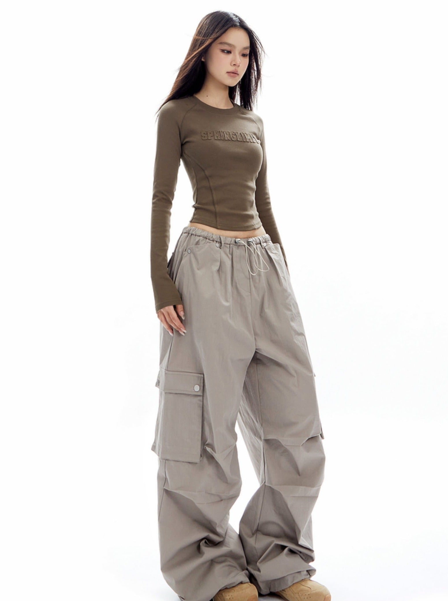 Sudadera de cultivo en relieve gris