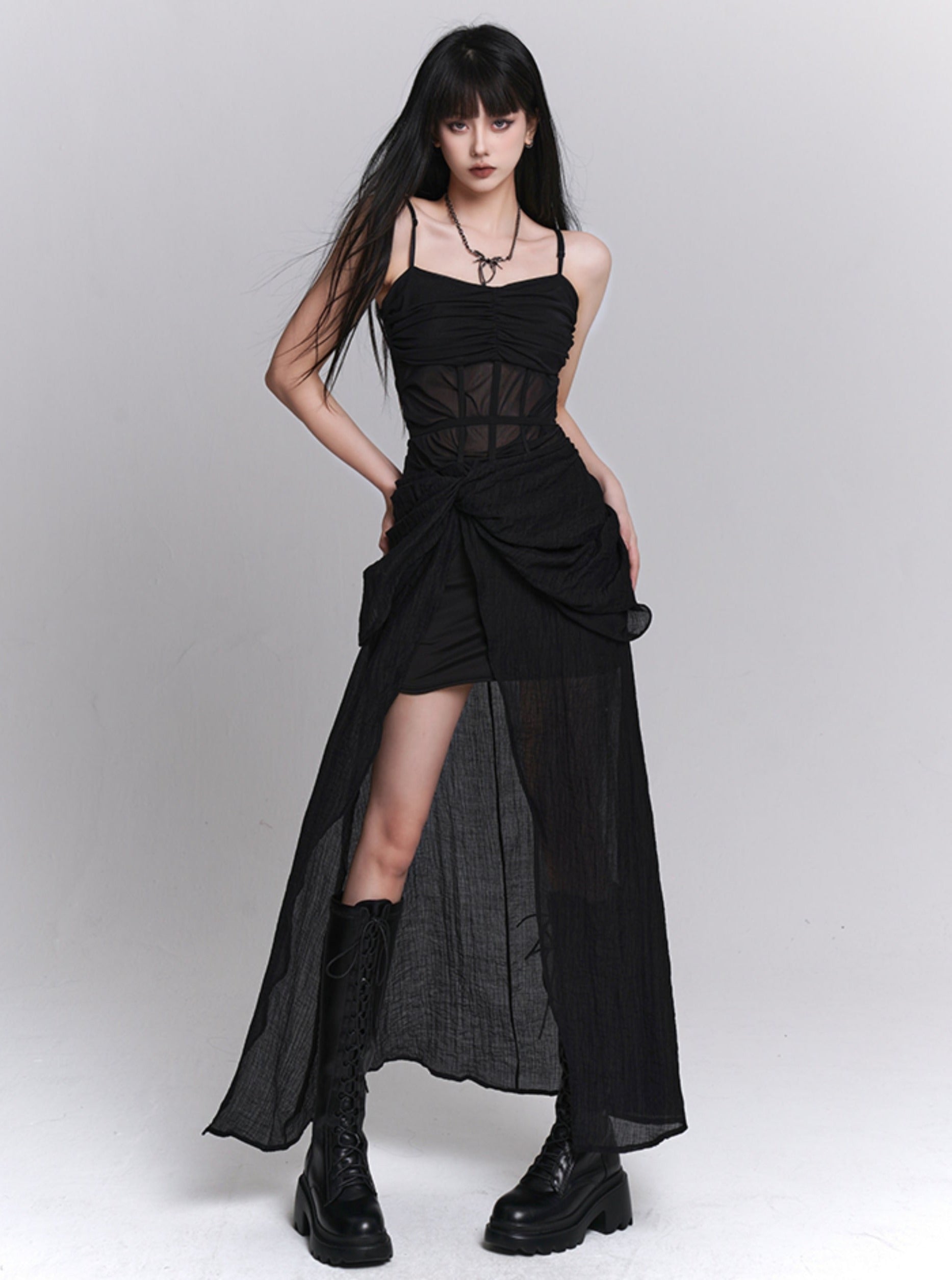 Elegant Black Slip Dress - chiclara