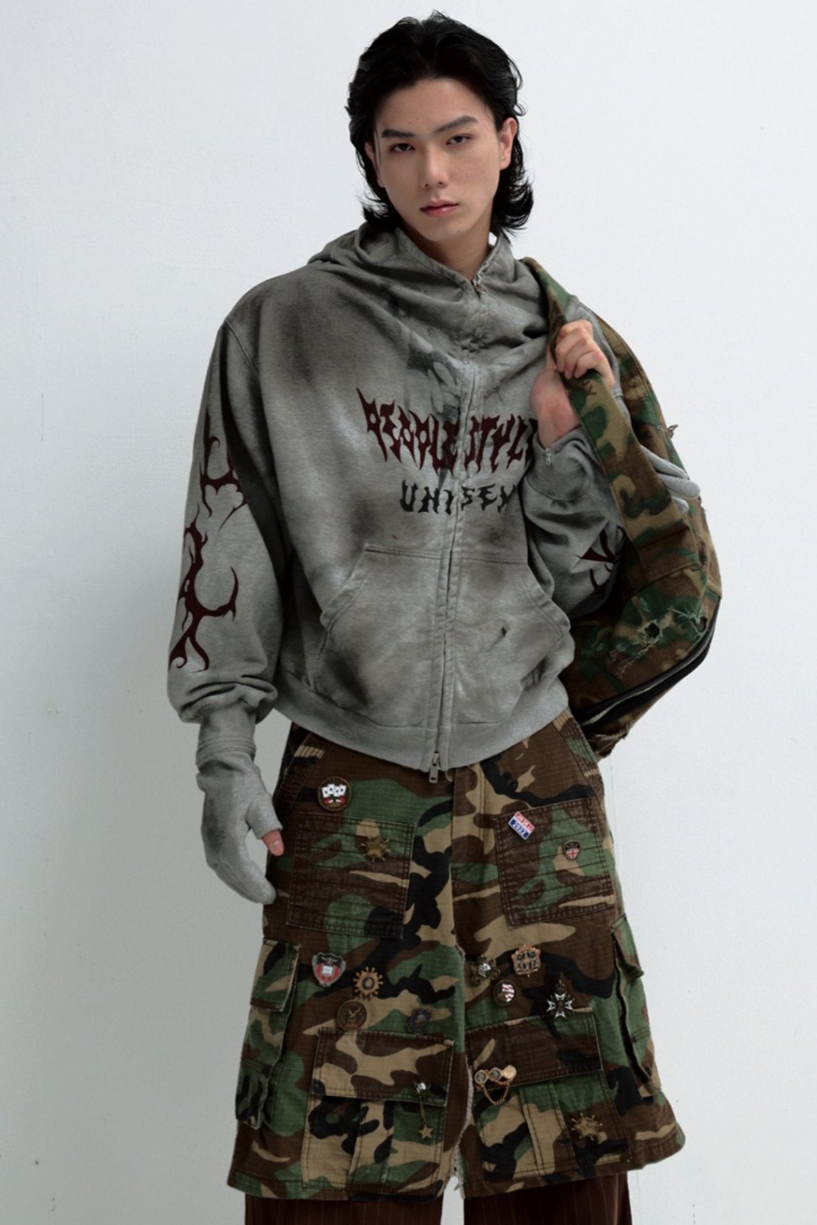 Men's Destruction Loose Cardigan Jacket