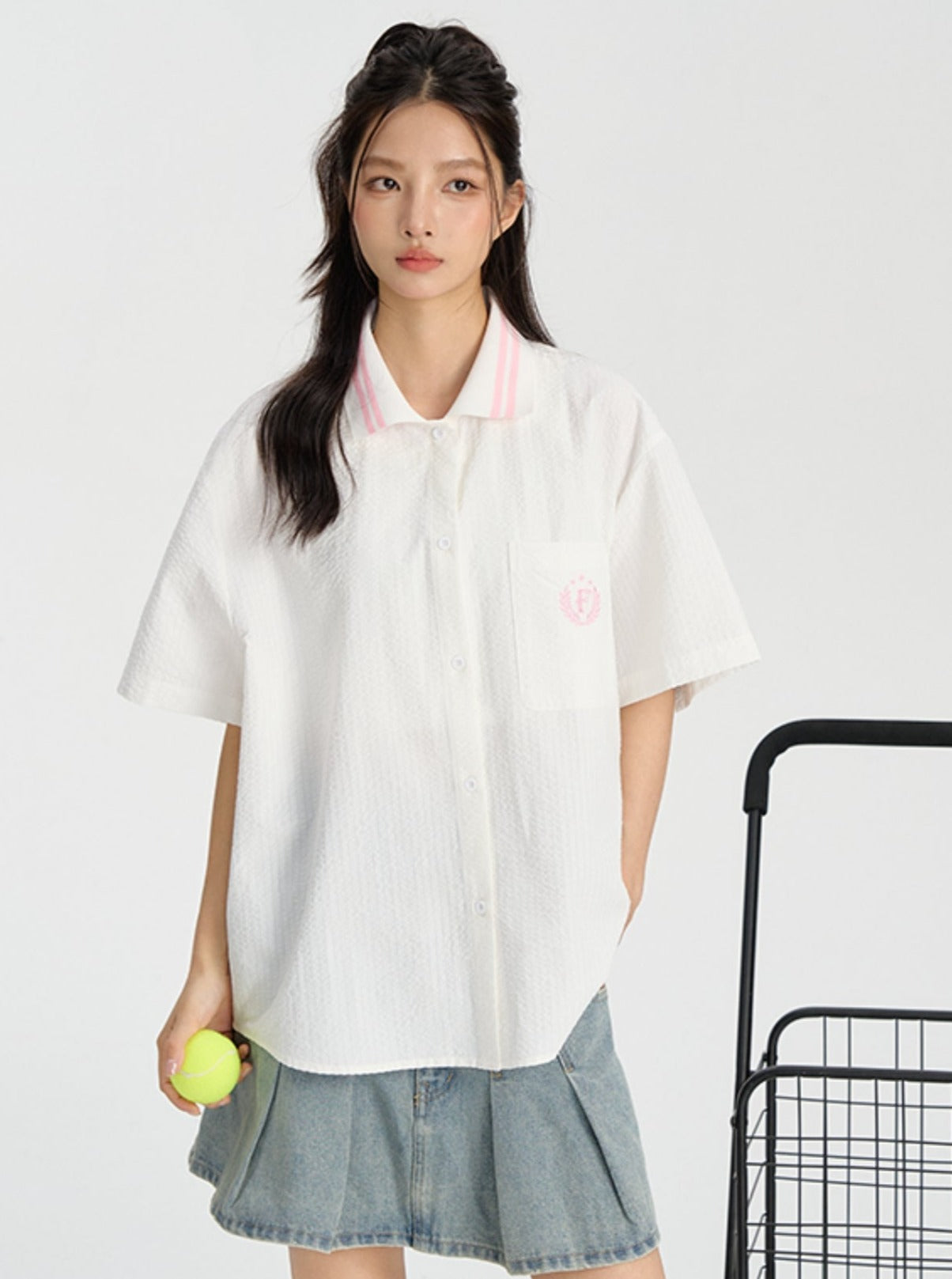 Striped Retro College Shirt - chiclara