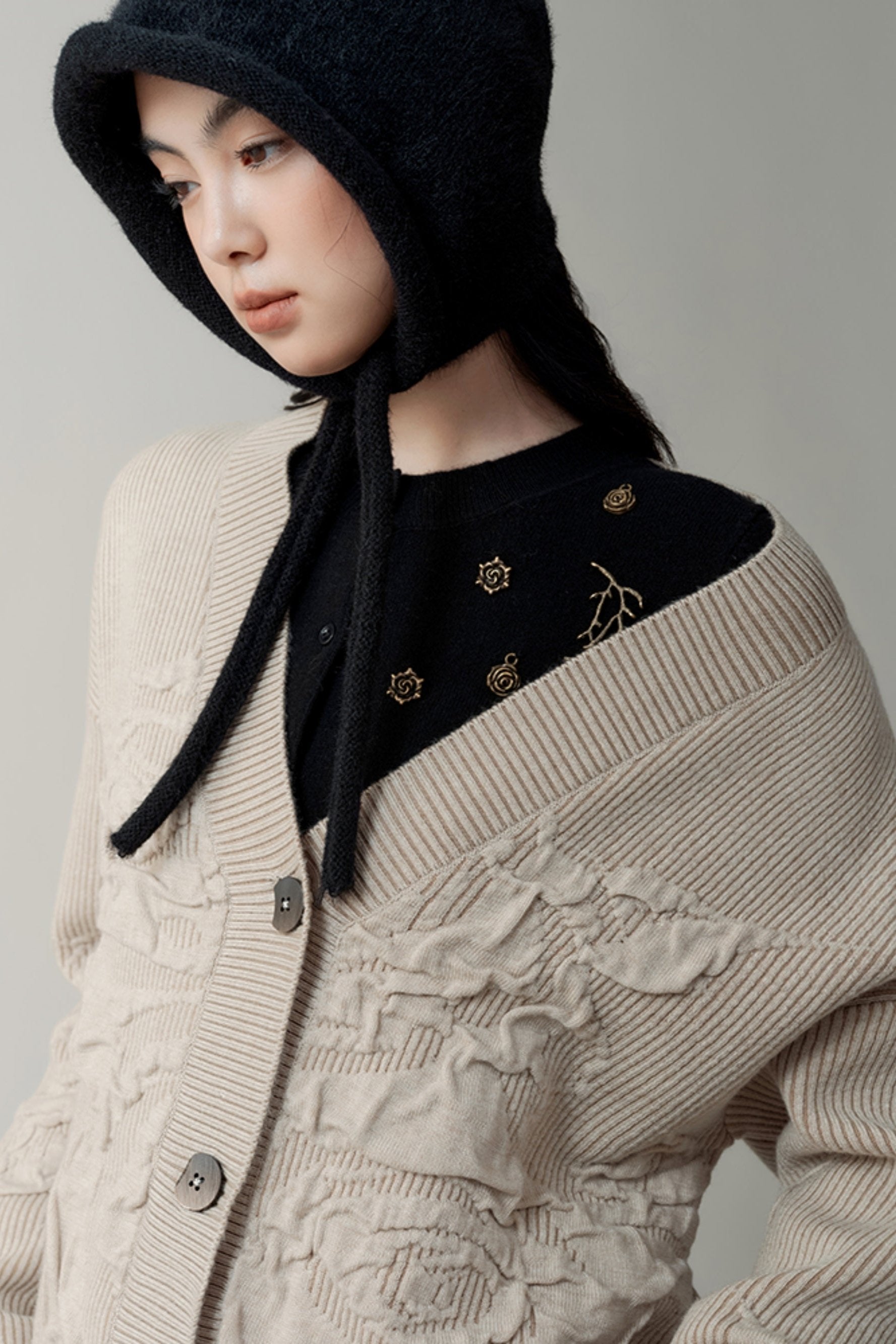 Cardigan de dragon à fines rayures
