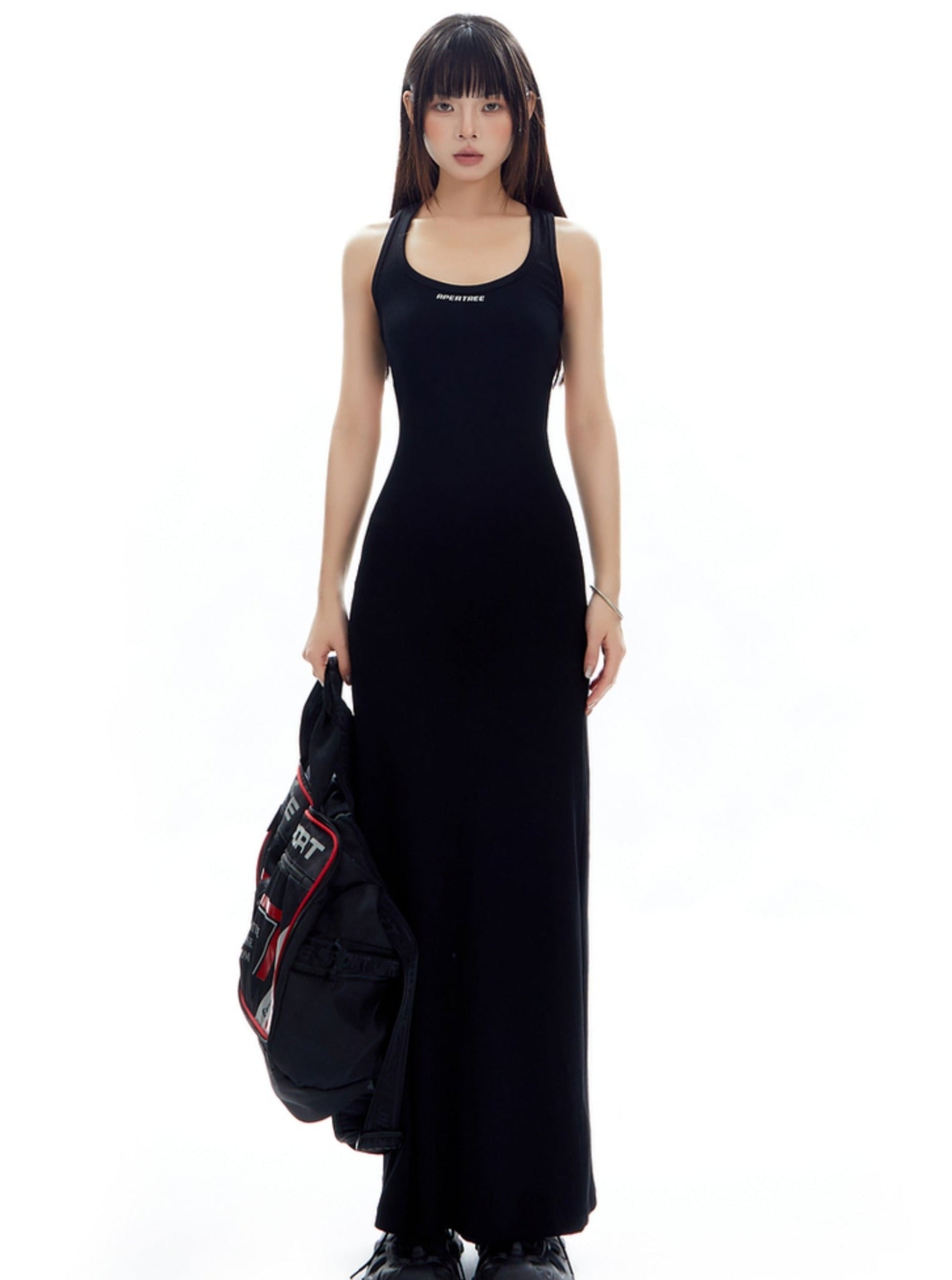 Vestido maxi de gris claro
