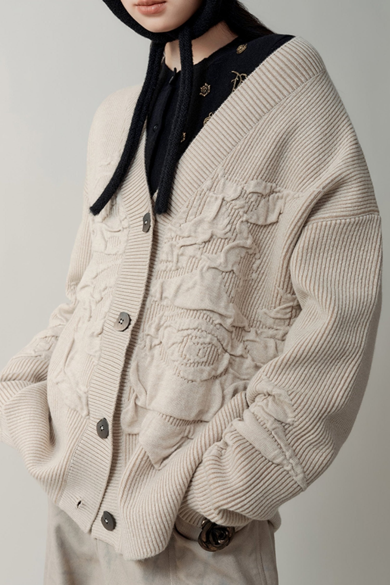 Cardigan de dragon à fines rayures